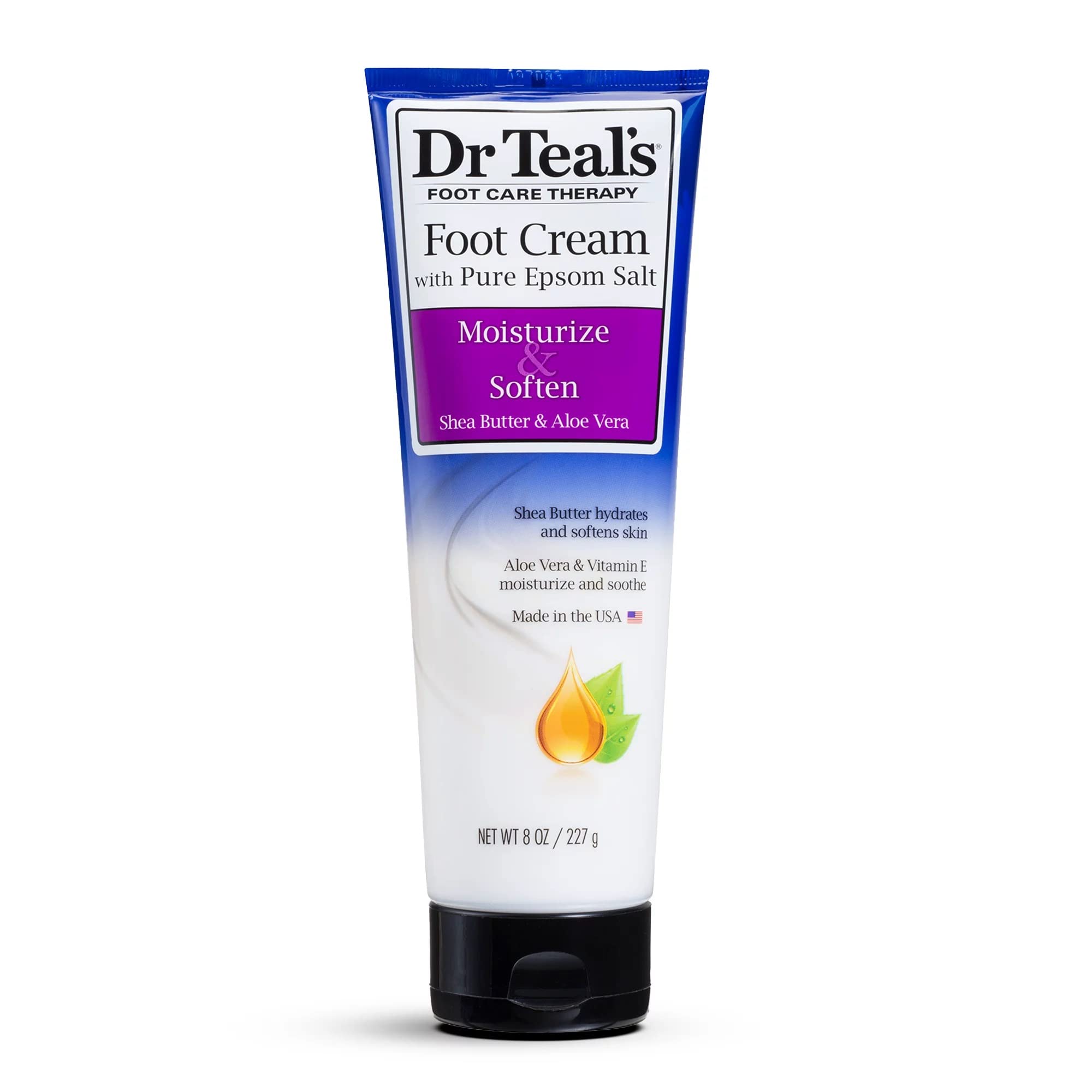 Dr. Teals Pure Epsom Salt Foot Cream Gift Set (4 Pack, 8Oz Ea.) - Moisturize & Soften With Shea Butter & Aloe Vera Essential Oil