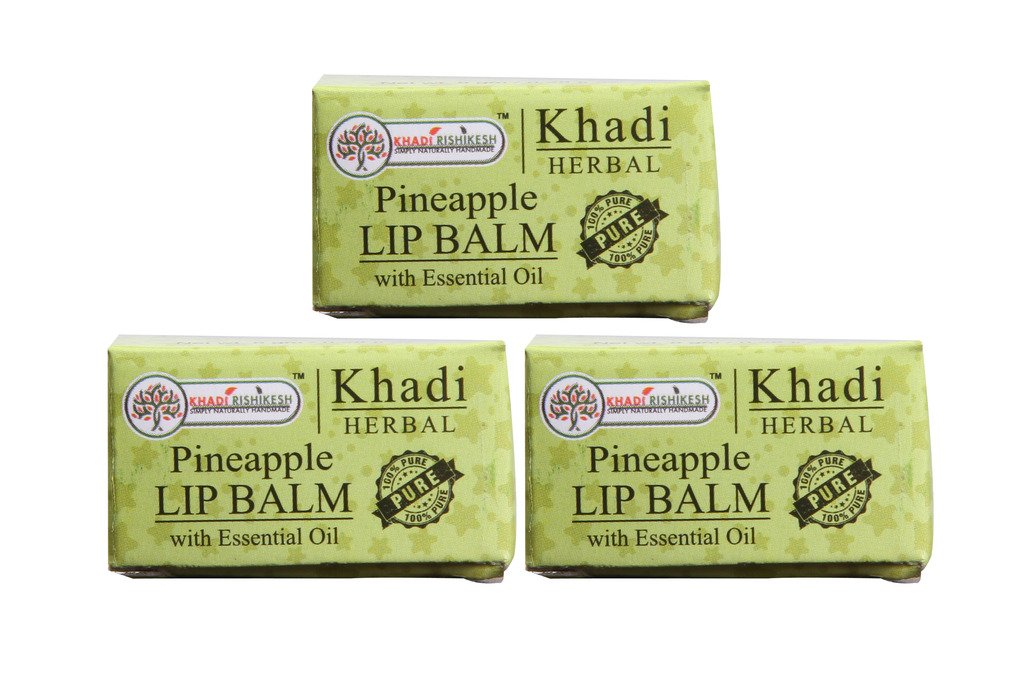 Khadi Rishikesh Herbal Pineapple Lip Balm Combo Set Pack Of  8G X 3 (24) Gm