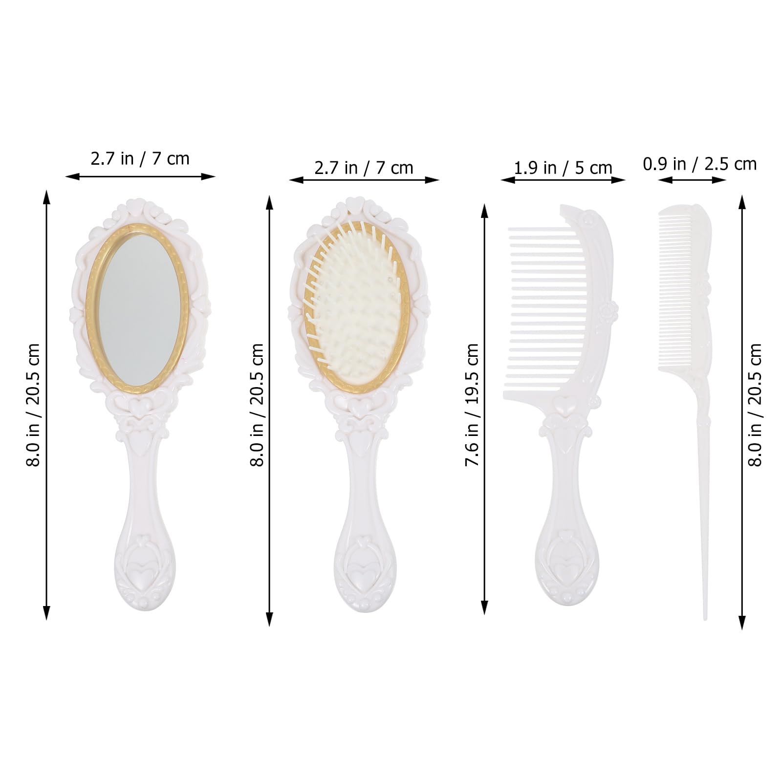 Luxshiny Vintage Hair Care Set: Handheld Mirror, Hair Brush Set With Holder, Rat Tail Comb, Makeup Kits, and Women's Wallet