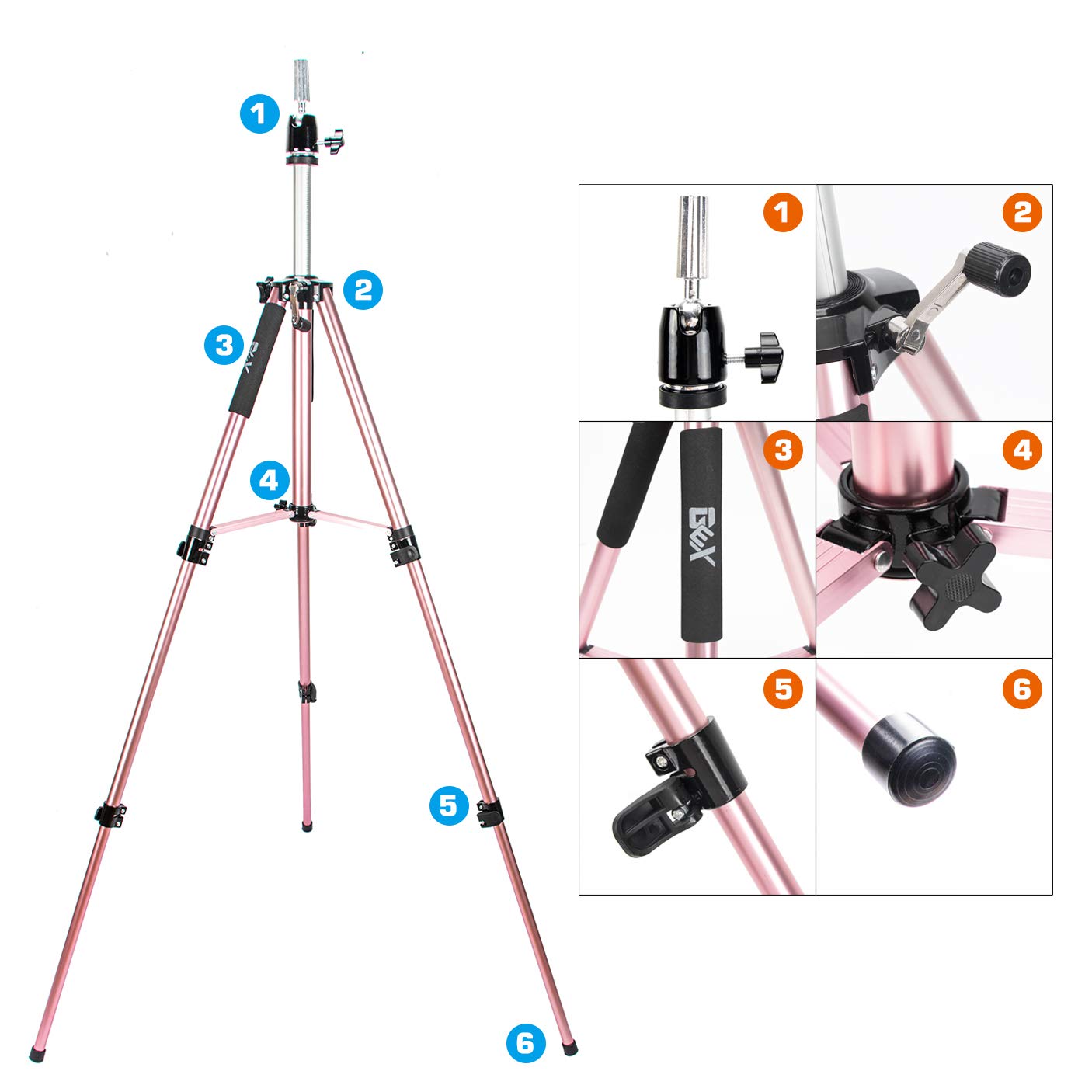 GEX 63'' Heavy Duty Mannequin Tripod Stand Wig Stand for Wig Mannequin Head Training Doll Manikin Head for Cosmetology Hairdress