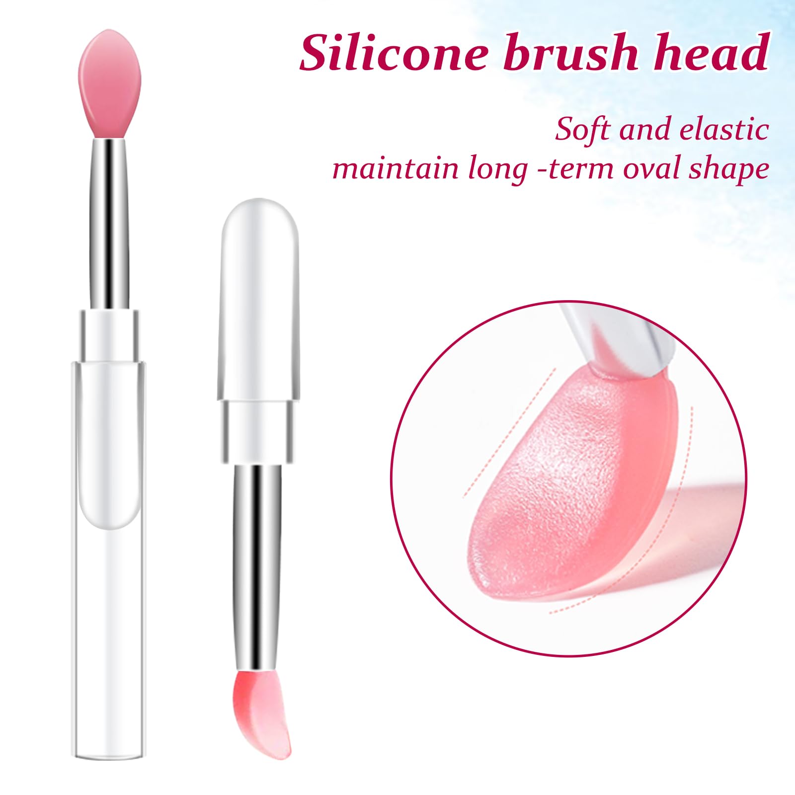 10Pcs Lip Brush Silicone Lip Brushes Tool Lipstick Applicator Brushes With Caps For Makeup Beauty Brushes, Lip Mask Applicator,E