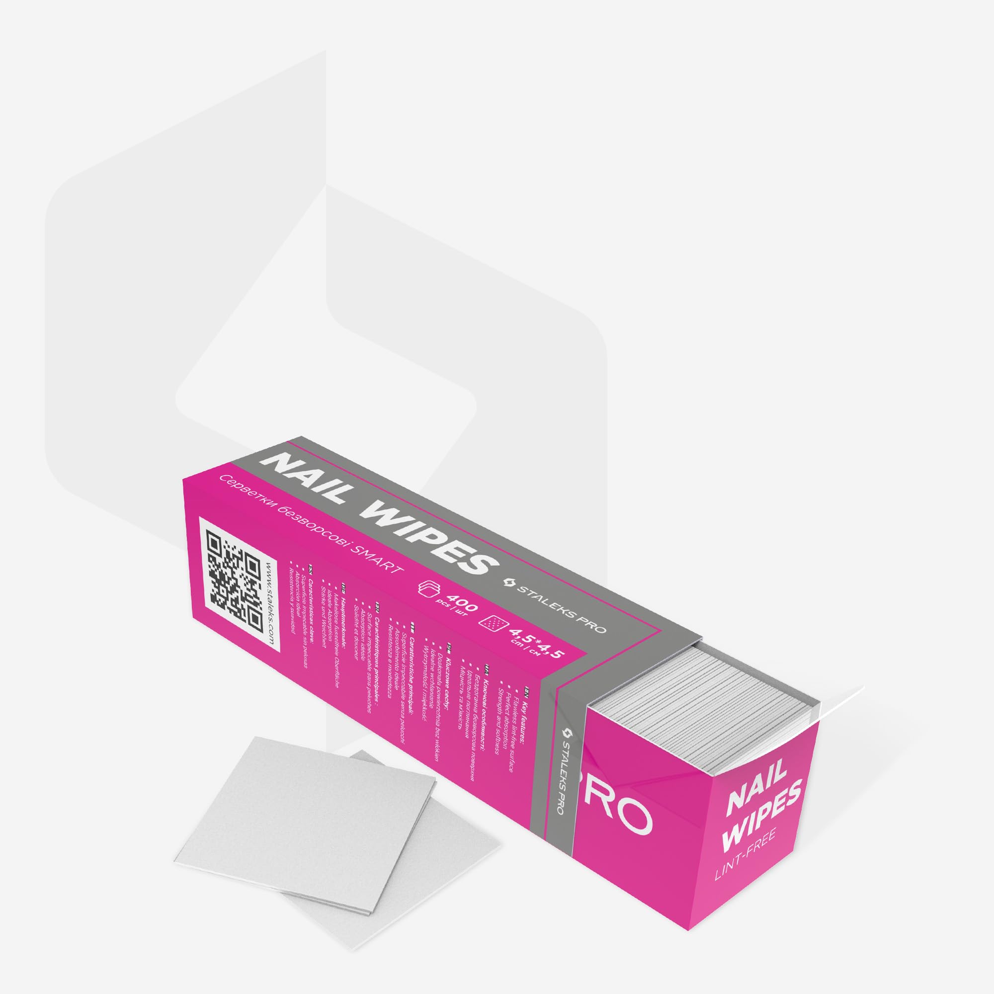 Staleks SMART Lint-Free Wipes - 400 pcs - Soft Absorbent Disposable Nail Wipes for Manicure and Pedicure