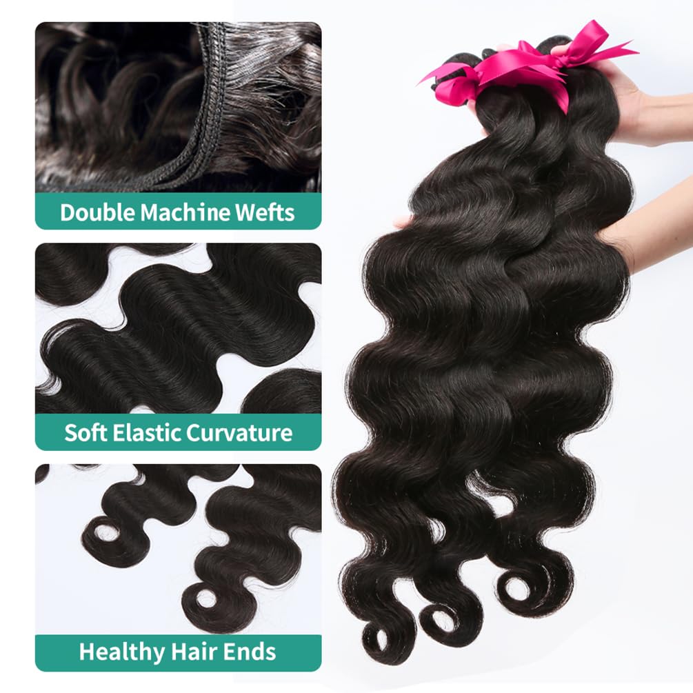 Human Hair Body Wave 3 Bundles 18 20 22 12A Grade 100% Unprocessed Brazilian Virgin Human Hair Body Weave Bundles Double Weft Hu