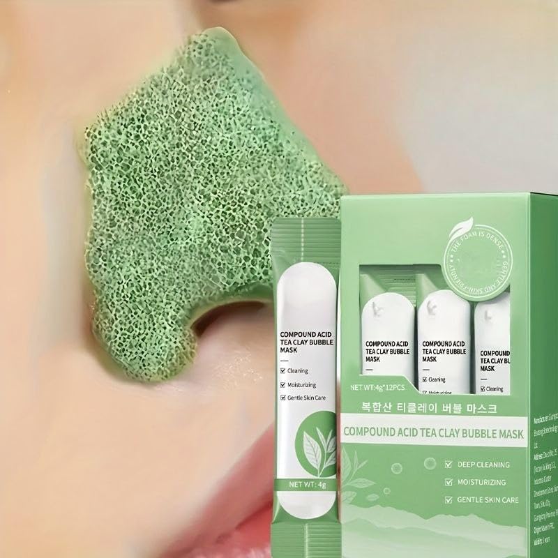 Nitrazone Green Tea Bubble Mask  Deep Cleansing Face Mask For Dark Spot Removal, Blackhead Remover, Oil Control | Pore Minimize