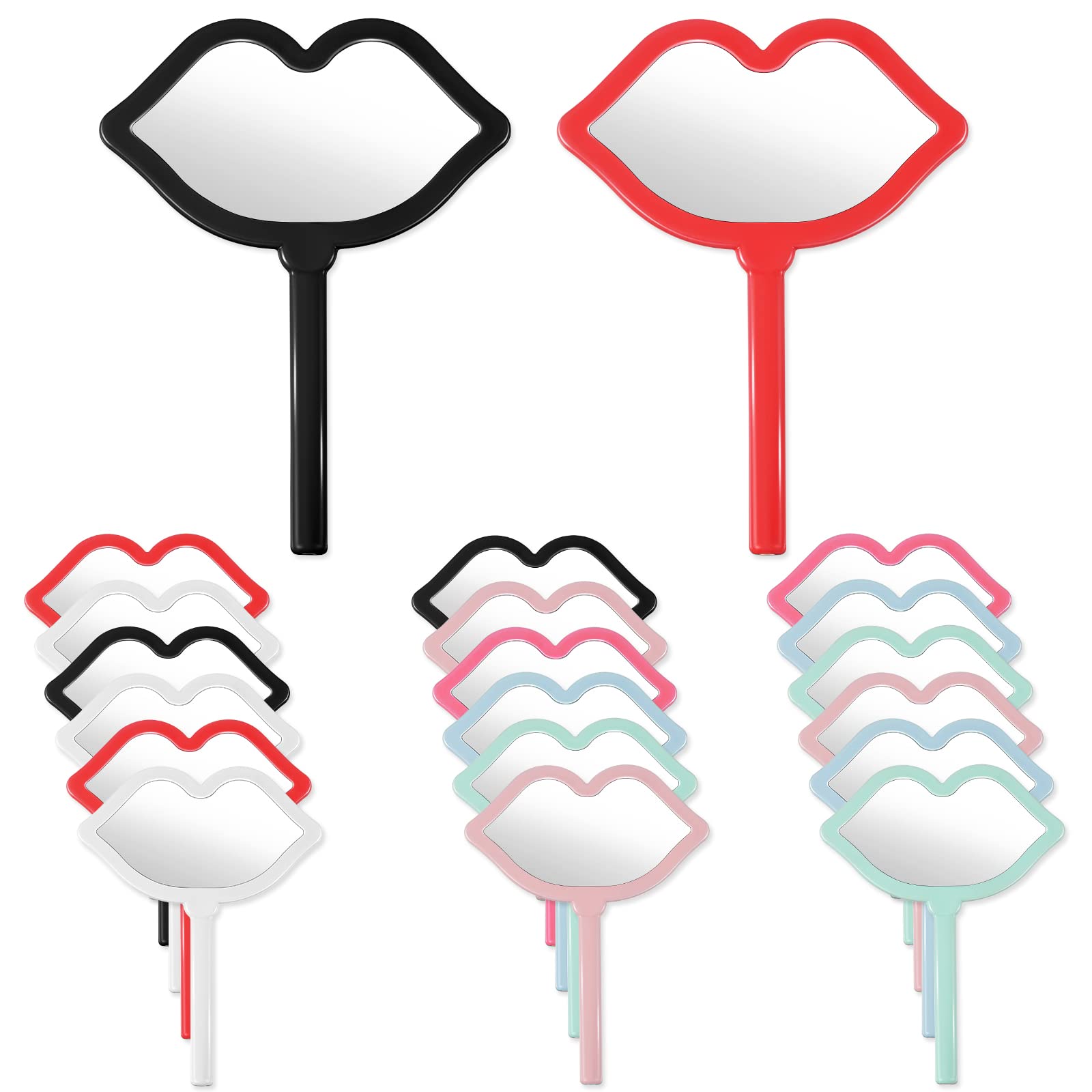 Hand Mirror With Handle Lip Shape Handheld Mirror For Makeup Compact Portable Mirror Cosmetic Small Mirrors Vintage Camping Trav