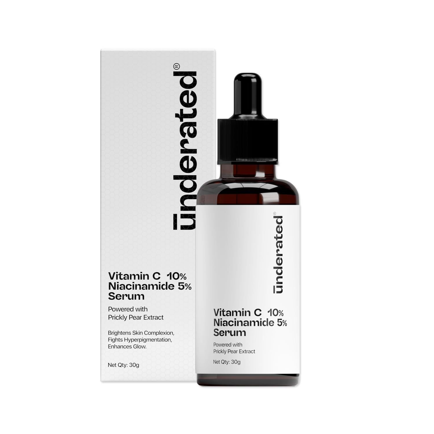 Underated 10% Vitamin C Face Serum With 5% Niacinamide | For Glowing Skin | Brightening, Pigmentation & Dark Spot Reduction | Fo
