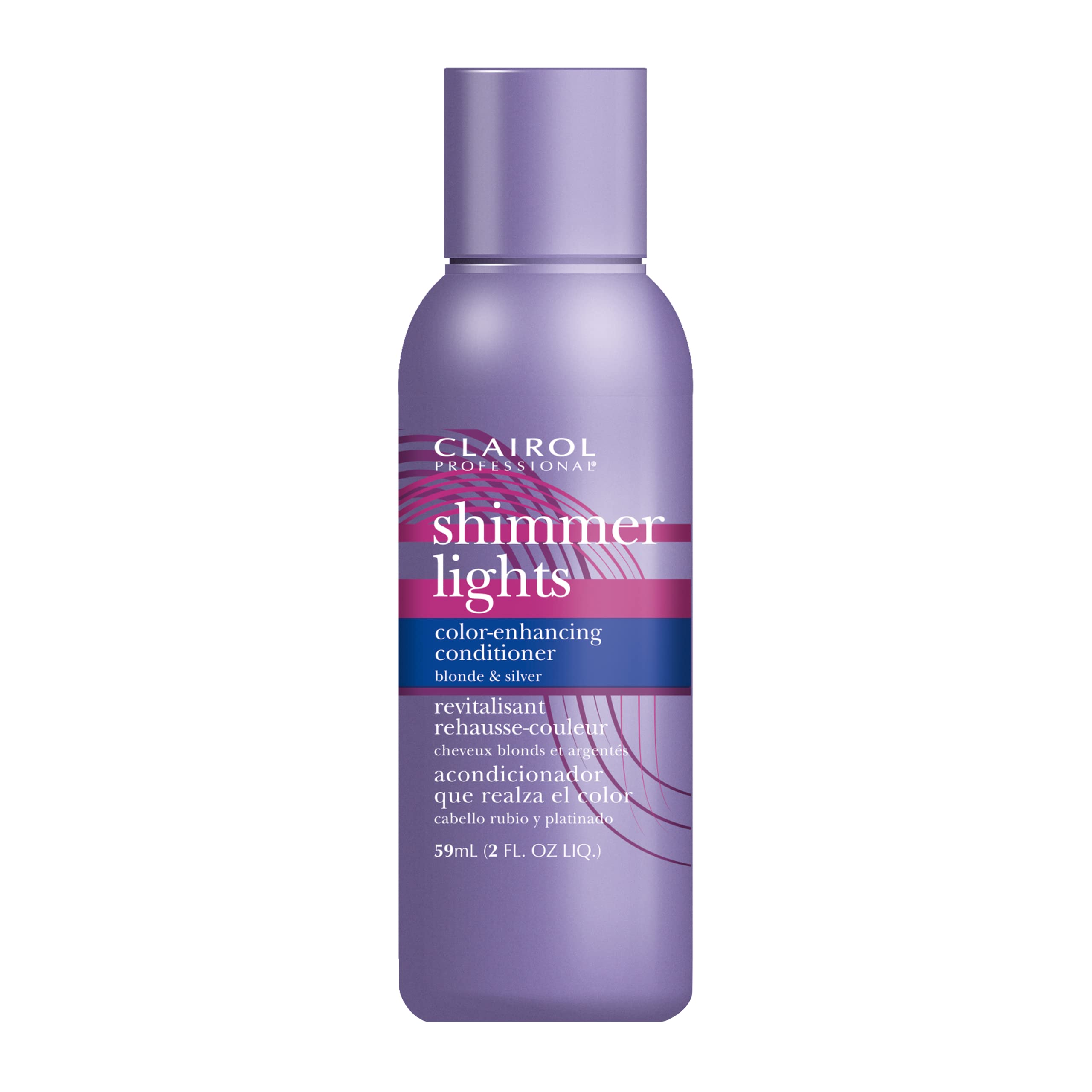 Clairol Professional Shimmer Lights Purple Conditioner, 2 Fl. Oz *Travel Size Neutralizes Brass & Yellow Tones For Blonde, Silve