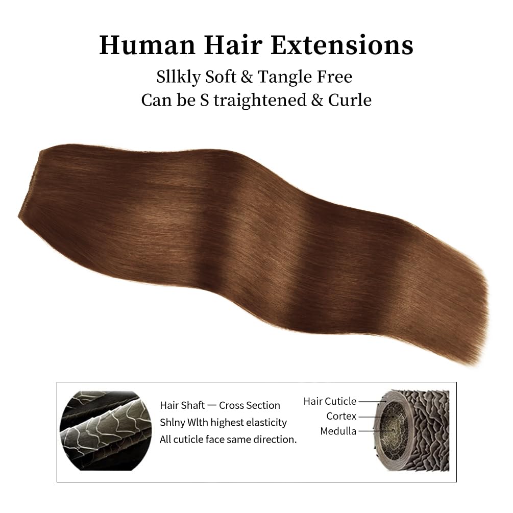 12 Inch Clip-In Hair Extensions Remy Human Hair For Women - Soft Handmade Real Human Hair Clip In Extensions, Straight, Thick, 1