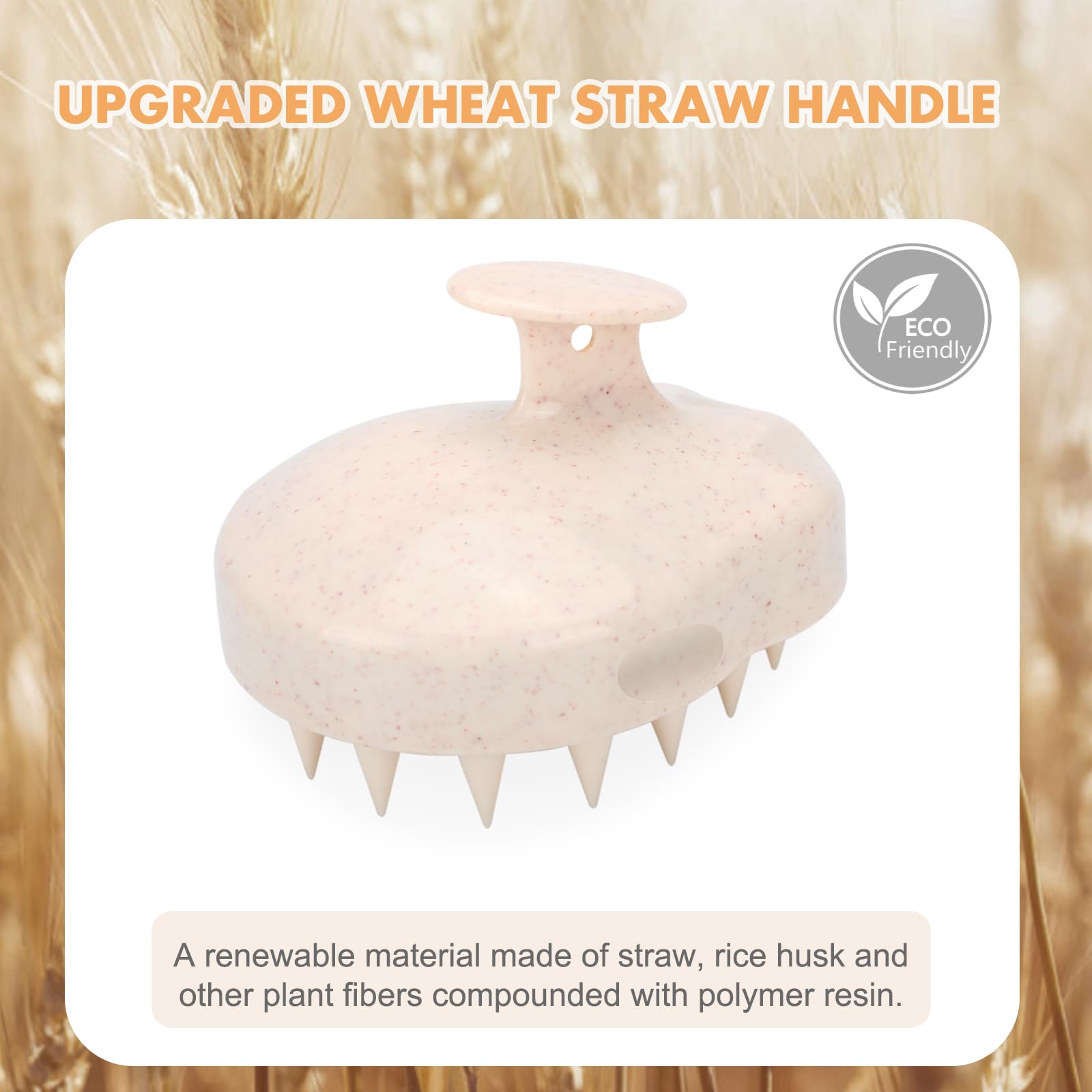 Freatech 2-Pack Wheat Straw Hair Scalp Massager Shampoo Brush With Silicone Bristles For Scalp Scrub And Hair Growth, Head Massa