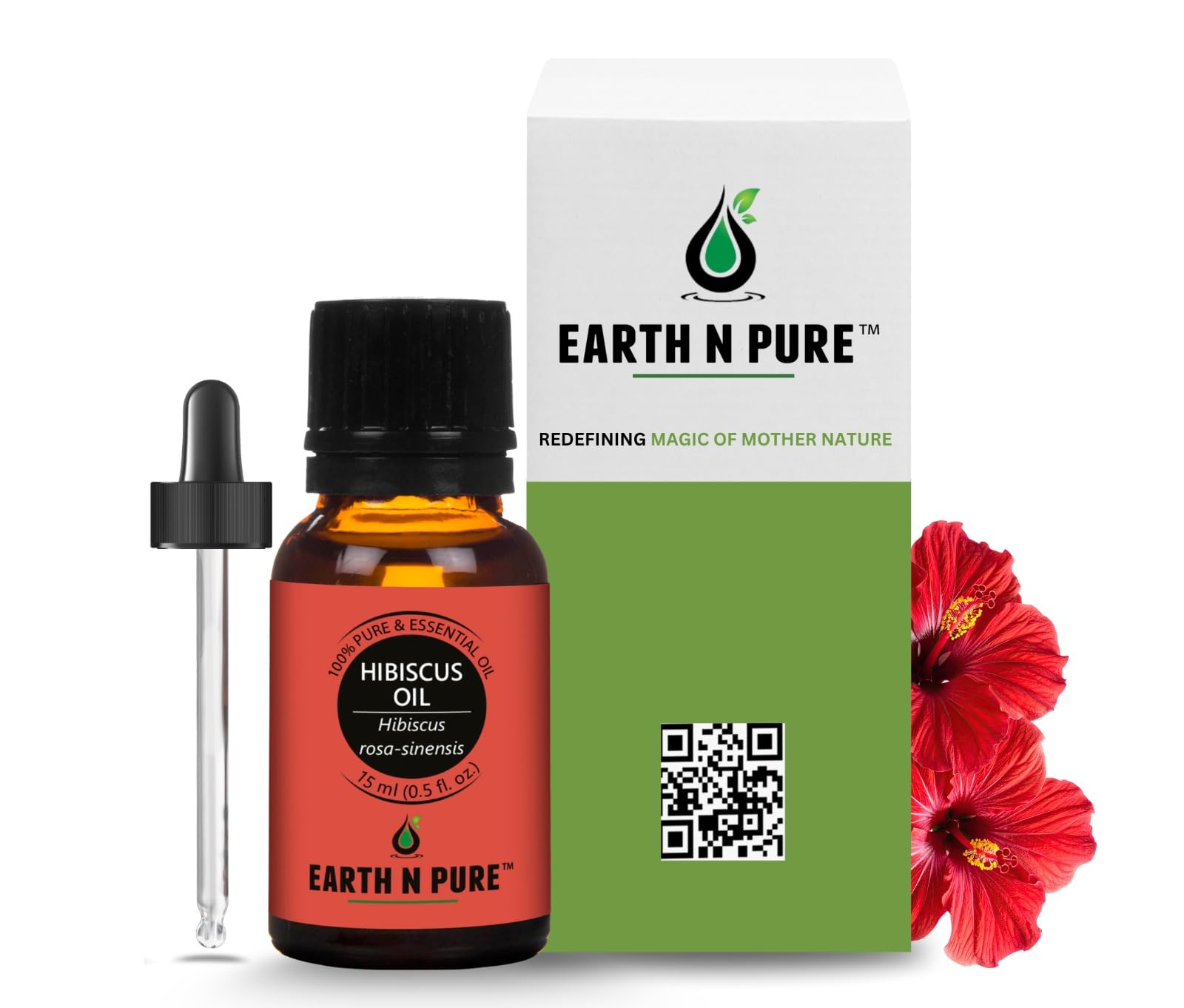 Earth N Pure Hibiscus Oil (Gudhal Oil) Natural And Therapeutic Grade With Glass Dropper  15 Ml
