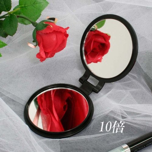 ???? Yamamura Yl-10 Double Sided Compact Mirror With 10X Magnification, Black, Mirror/Flat F3.0 Inches (77 Mm)