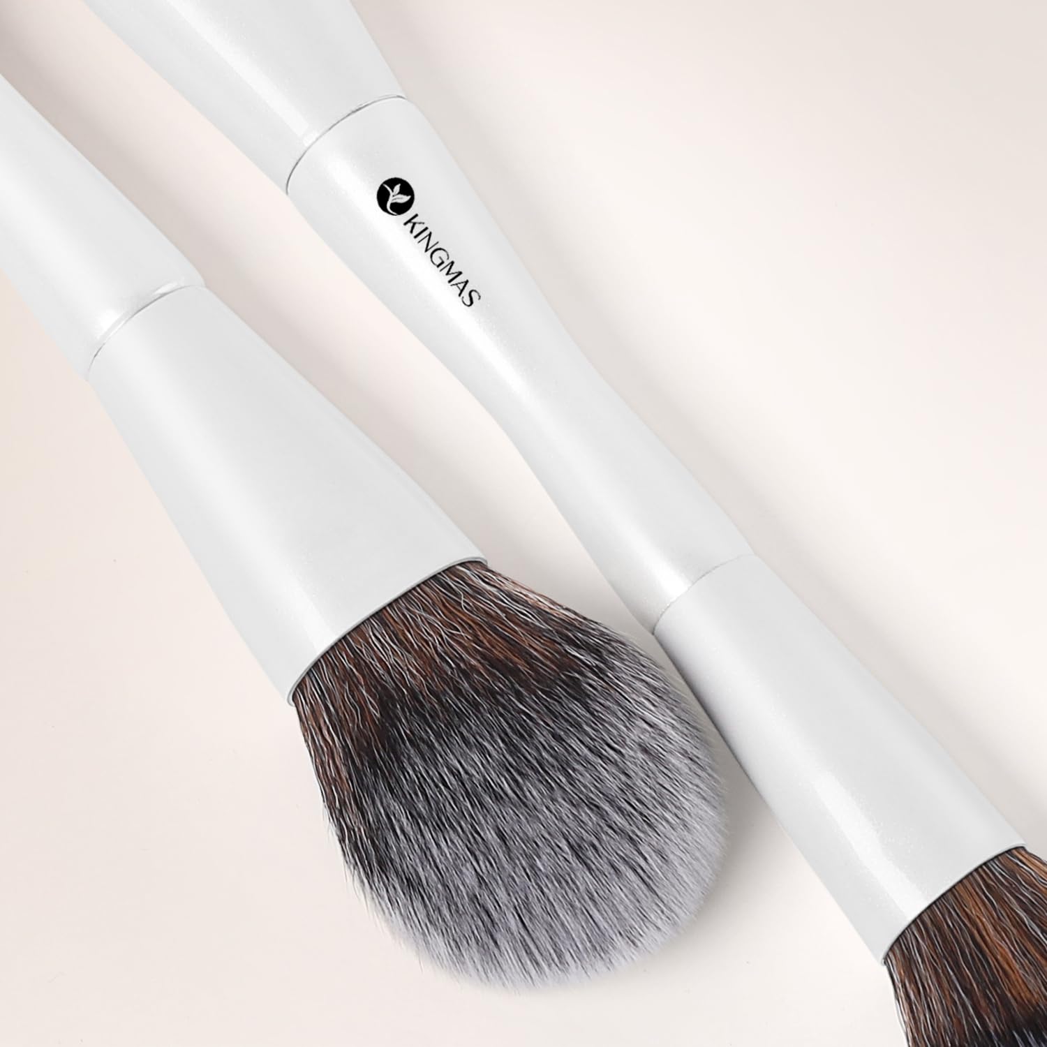 KINGMAS Round Foundation Brush, Double-ended Kabuki Makeup Brush, Large Foundation Brush and Medium Concealer Brush for Beauty L