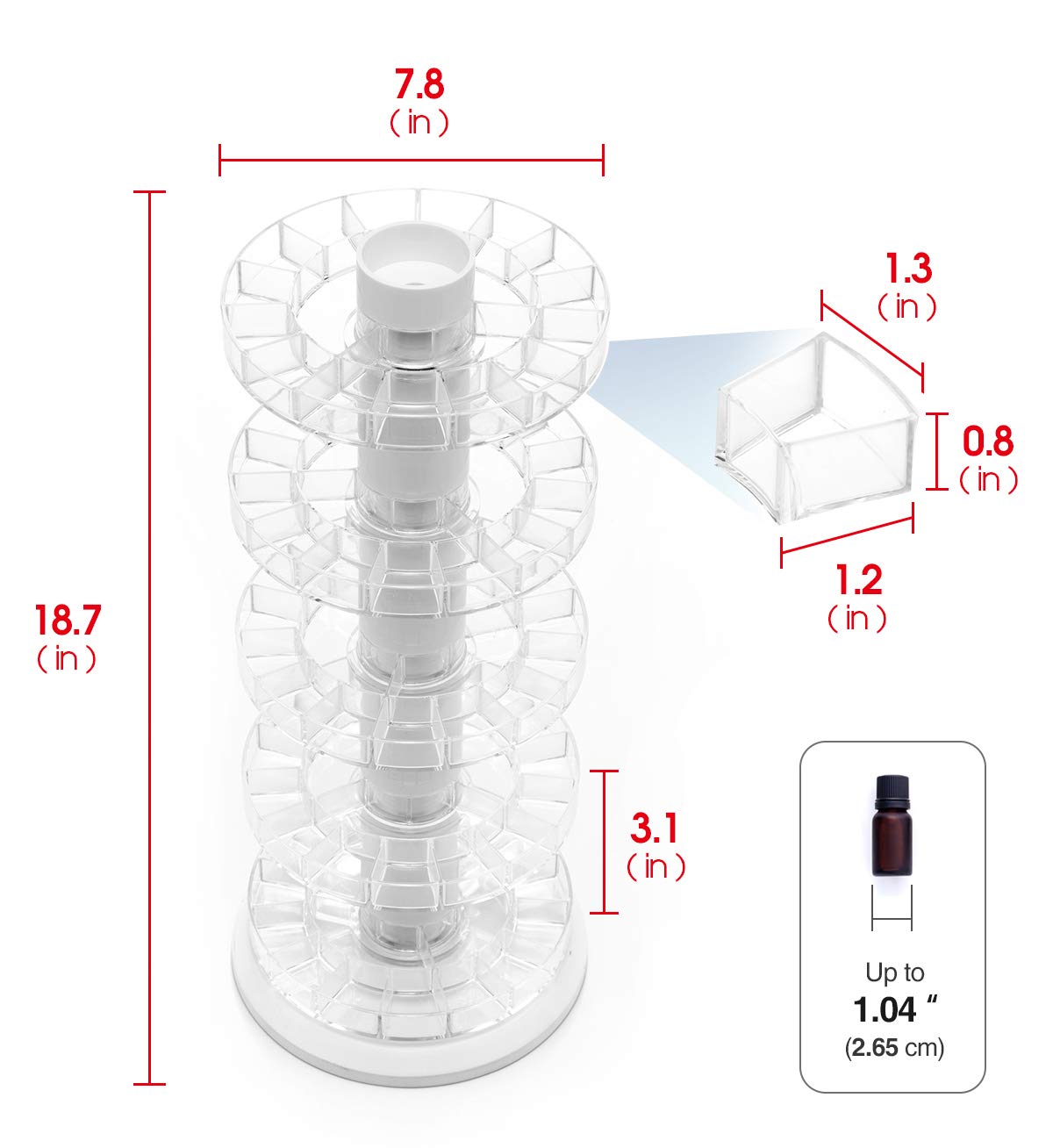 J Jackcube Design Rotating Essential Oil Display Stand Spinning Rack For 75 Bottles(Up To 120) Organizer 5 Tier Storage Holder -