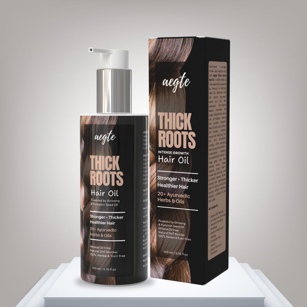 Aegte Thick Roots Hair Oil With 20+ Ayurvedic Herbs | Natural Dht Blocker 100Ml