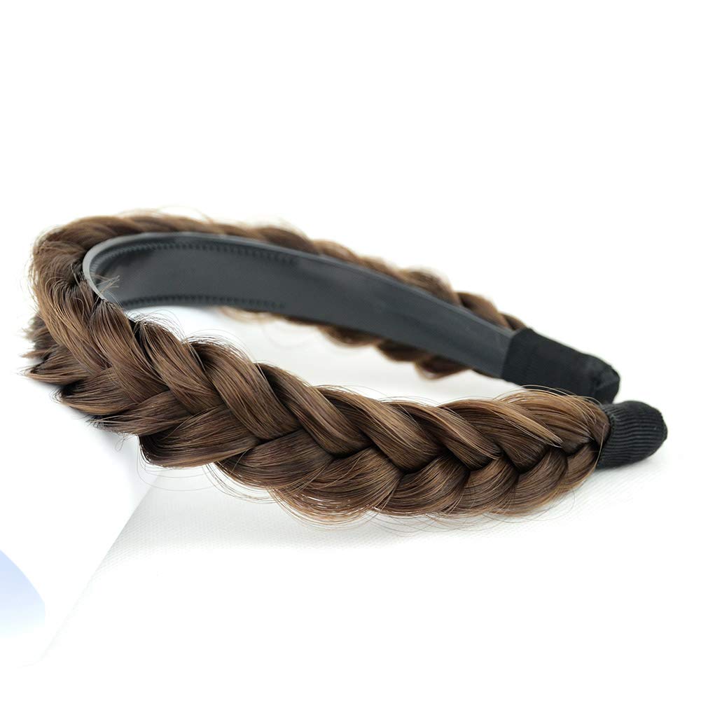 DIGUAN Headband Synthetic Hair Plaited Headband Braid Braided With Teeth Hair Band Accessories for Women Girl Width 1 Inch (W-Da