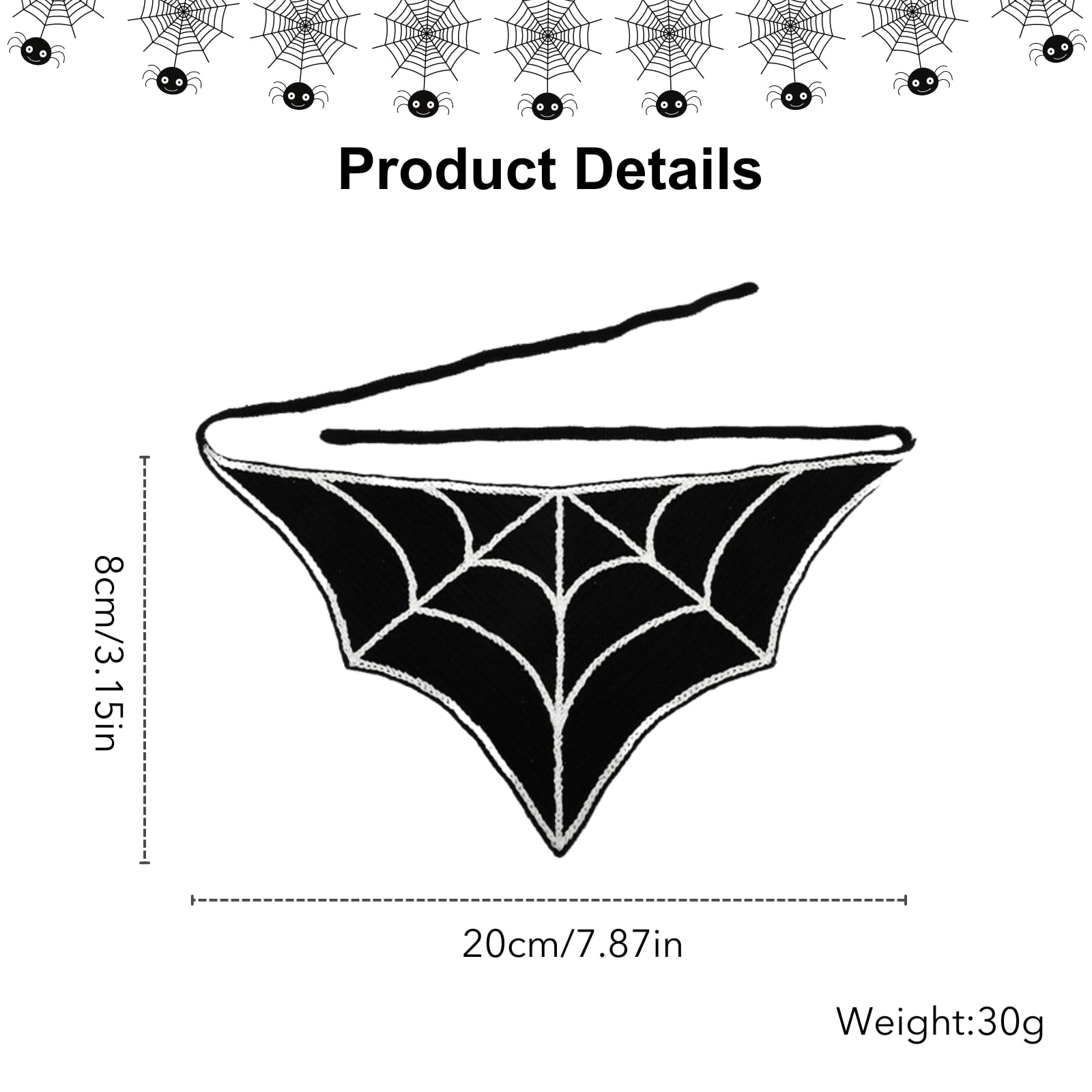 Halloween Headbands for Women Spider Web Crochet Bandana Head Scarf Black Scarf Headband Gothic Hair Bands Halloween Crochet Ban
