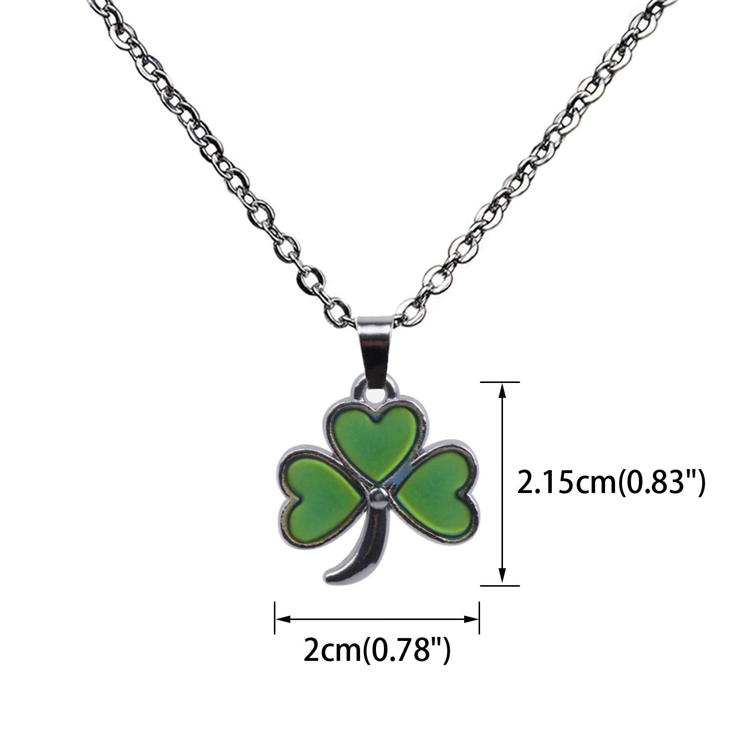 FM FM42 Clover Color Changing Necklace with 19.29" Stainless Steel Chain, Model AZN1311, Zinc Material, Size 2.15cm x 2cm