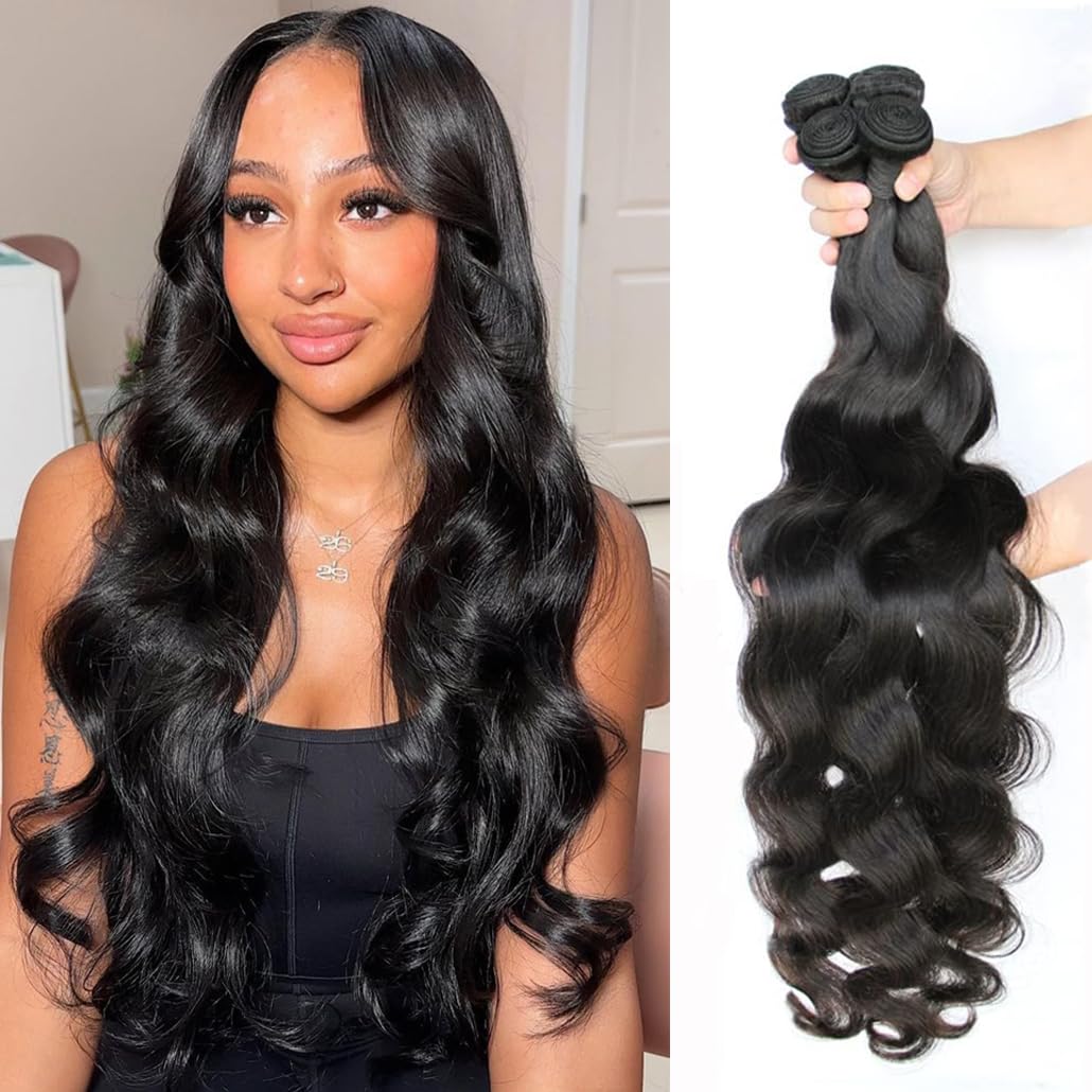 Human Hair Body Wave Bundles 22 24 26 28 Inch Body Wave 4 Bundles Human Hair for Black Women 12A Grade 100% Unprocessed Brazilia