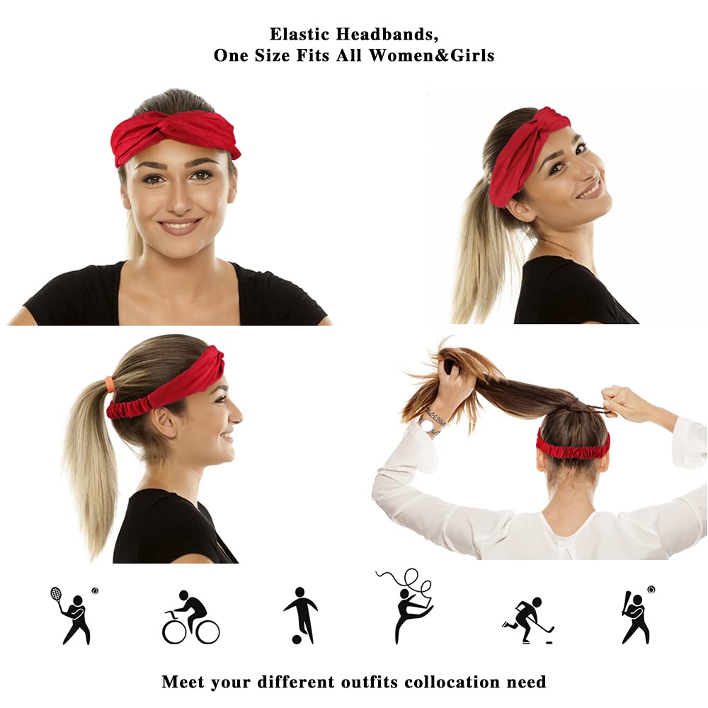 Ahoney 20 Pack Headbands For Women Knotted Headbands Twist Stretchy Hair Bands For Girls Cross Turban Plain Headwrap Yoga Workou