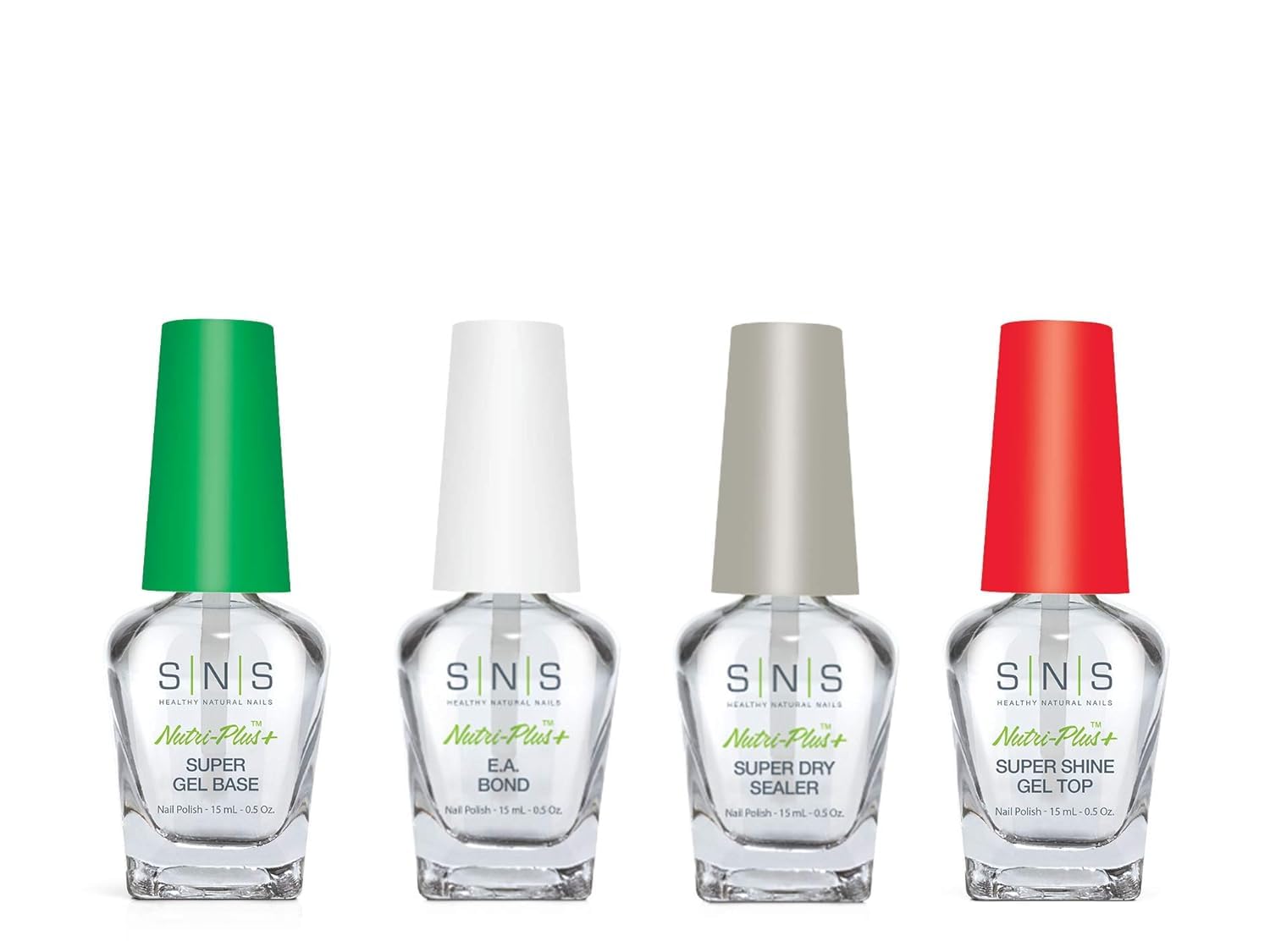 SNS Base Coat Nail Polish for Nail Dip Powder Set, 4 Pack - Long-Lasting & Fast-Drying Nail Strengtheners Gel Base for Quality C