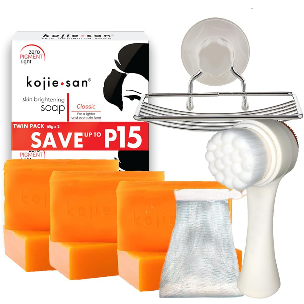 Kojie San Face & Body Skin Brightening Shower 9pc Set - the Original Kojic Acid Soap that Helps Reduce Dark Spots 6 x 135g Bars,