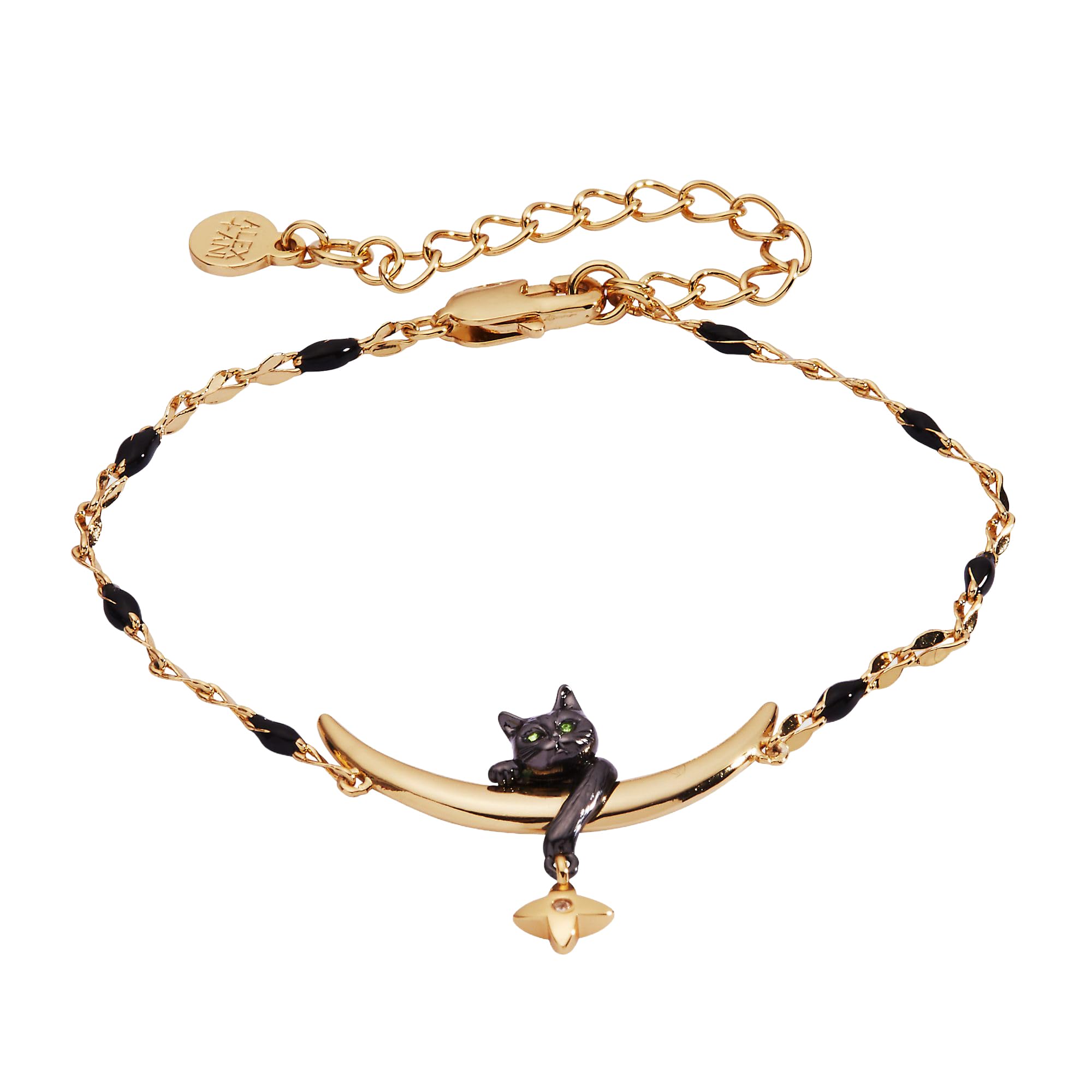 Alex and Ani Celestial Cat Tension Bangle - Sculptural Two-Tone Design, Nickel-Free, Whimsical Jewelry for Women, Moon and Stars