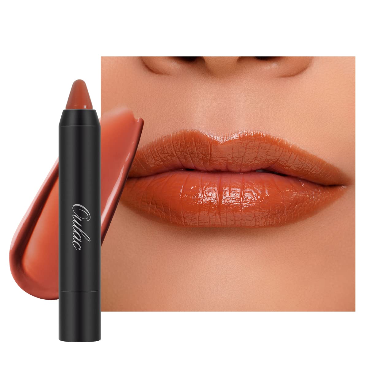 Oulac Orange Lipstick  Moisturising Lipstick Tinted Lip Balm For Dry Lips, Rust Red Lip Crayon & Blush  Lip Colour And Cheeks 