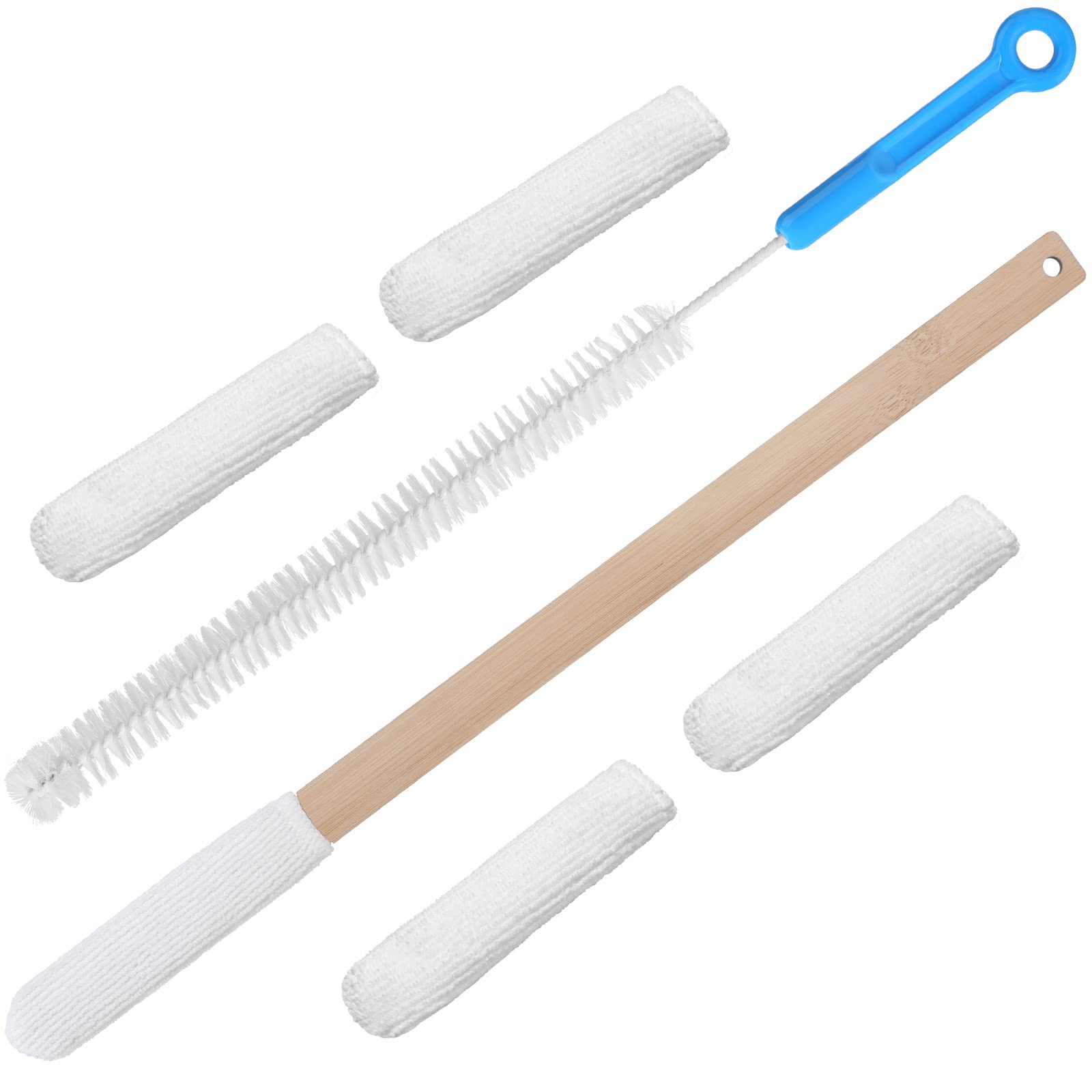 Yaomiao Set of 2 Long Handle Toe Brush 15.75 Inches Wooden Foot Towel Brush with Reusable Remove Soft Drying Covers for Foot Scr