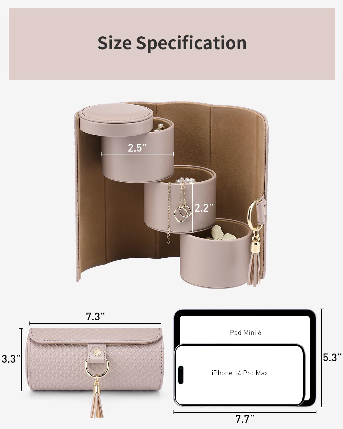Vlando Travel Jewelry Box, Travel Jewelry Case for Women Girls, Earring organizer Necklacke Organizer Ring Organizer Box with Ha