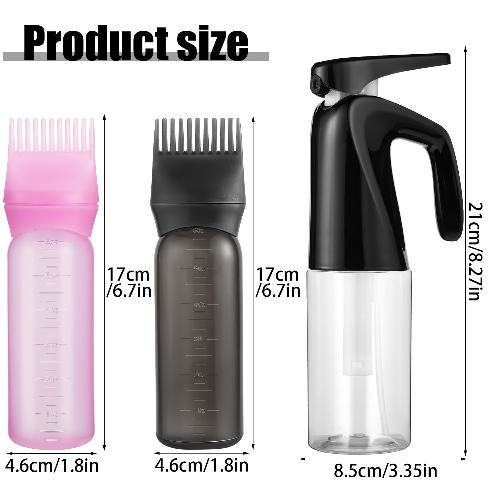 Pimoys 3 Pcs Root Comb Applicator Bottle And Continuous Hair Spray Bottle, Hair Oil Applicator Hair Water Mister Oiling Applicat