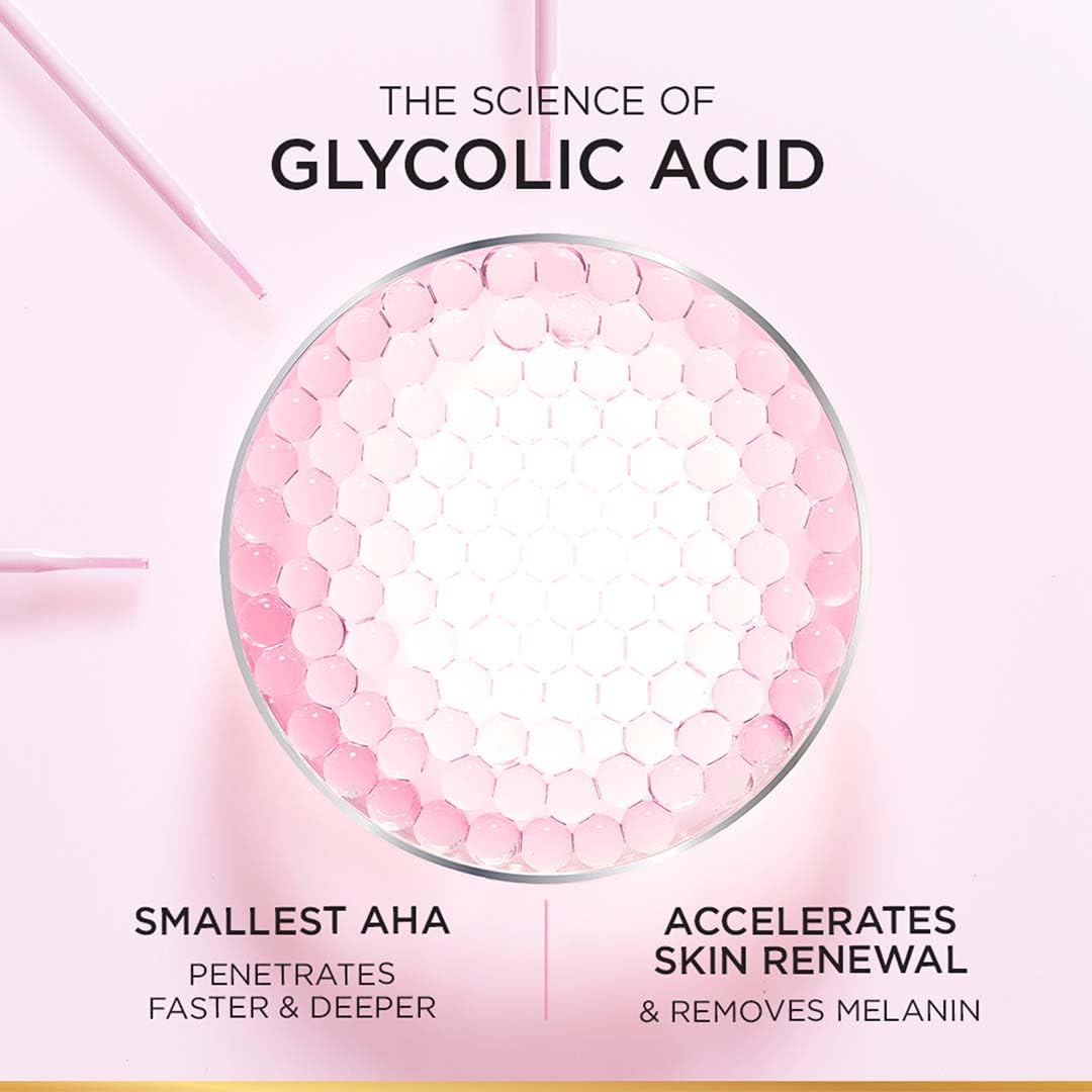 L'Oreal Paris Glycolic Bright Glowing Night Cream, 15ml |Overnight Brightening Cream with Glycolic Acid that Visbily Minimizes S