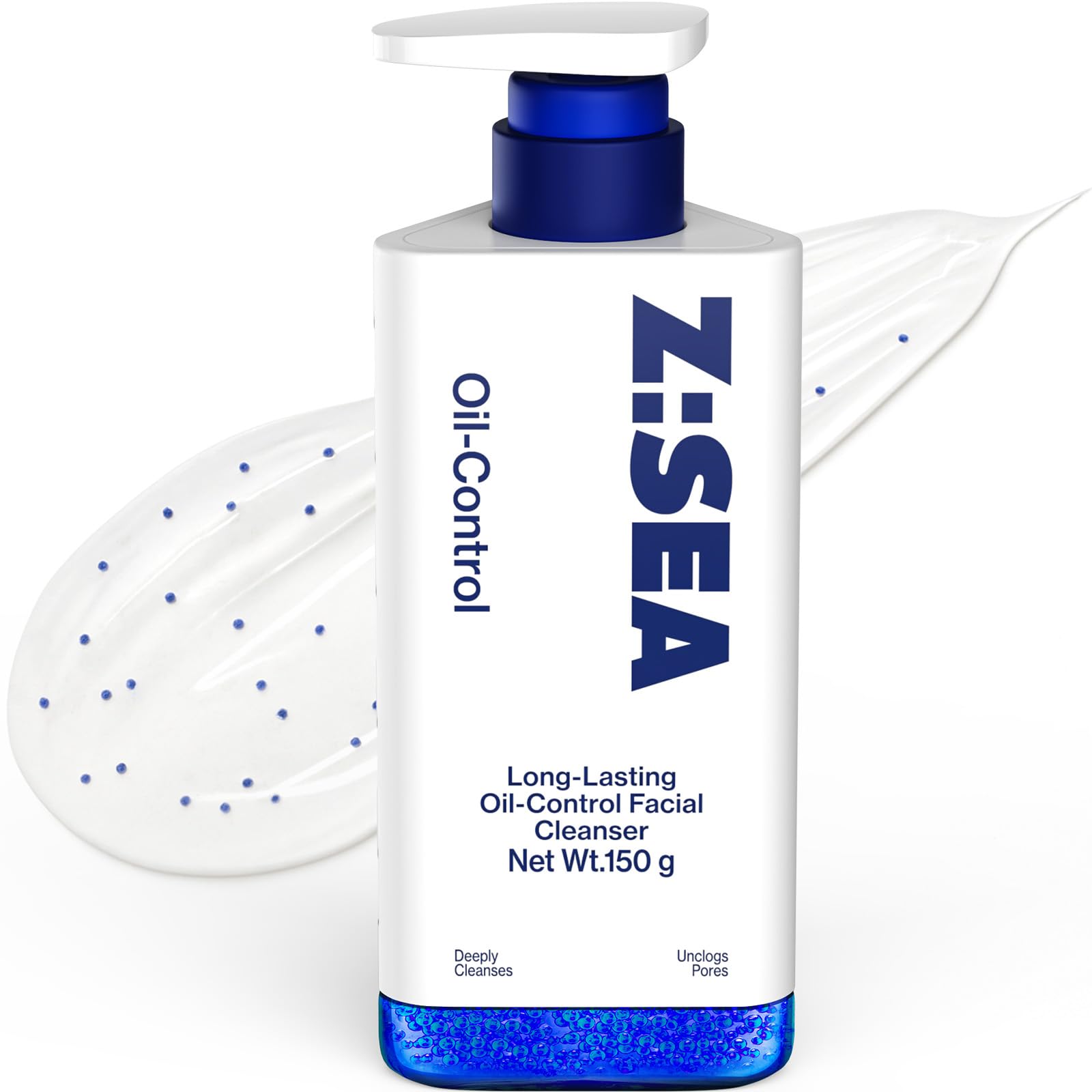 Z:SEA Mens Oil Control Face Wash with Salicylic Acid Blue Beads - Acne Cleanser, Deep Pore Cleansing for Oily Skin, 5.29 fl oz