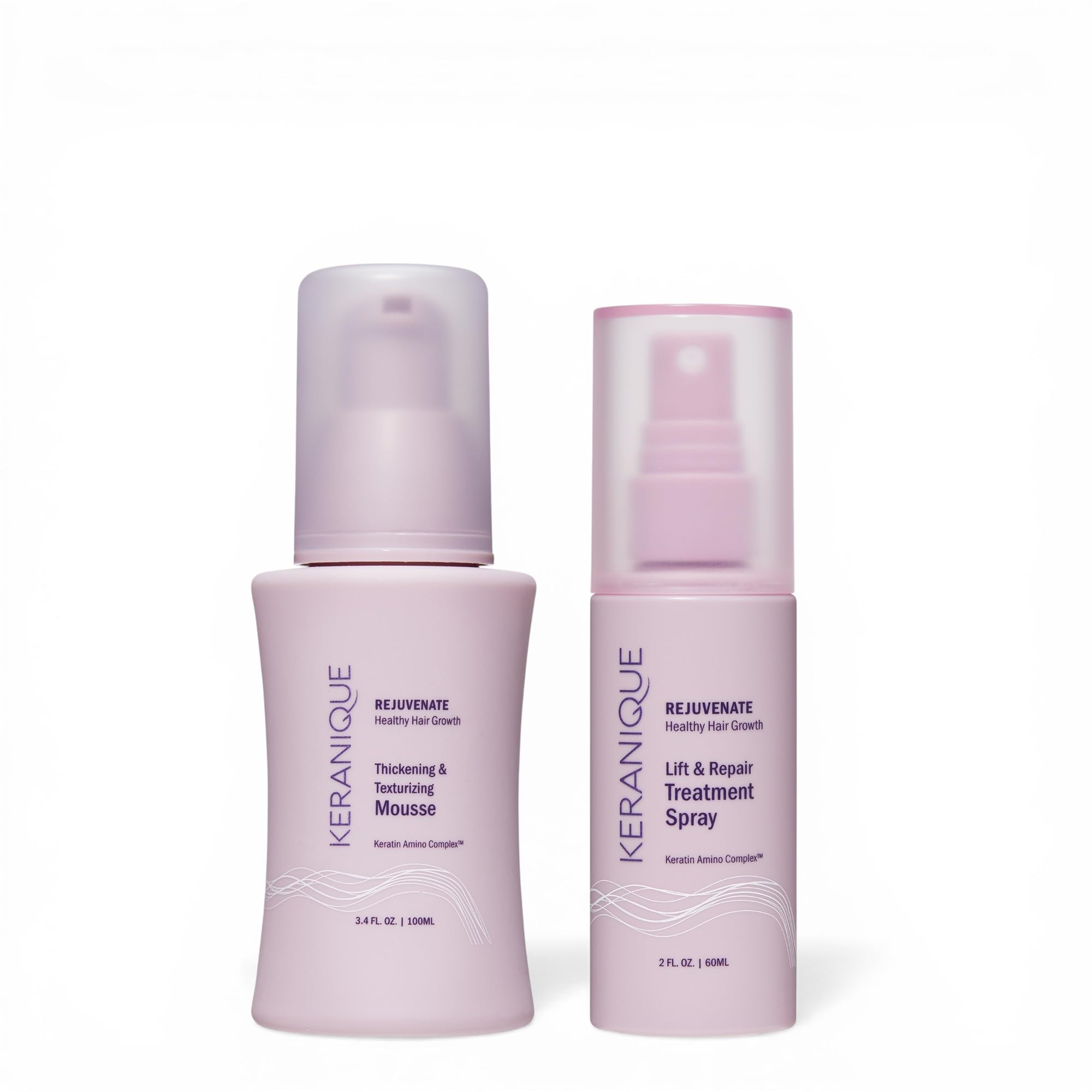 Keranique Volume & Protect Styling Kit  Volumizing Hair Mousse & Heat Protectant Spray for Fine & Thinning Hair  Adds Root Lif