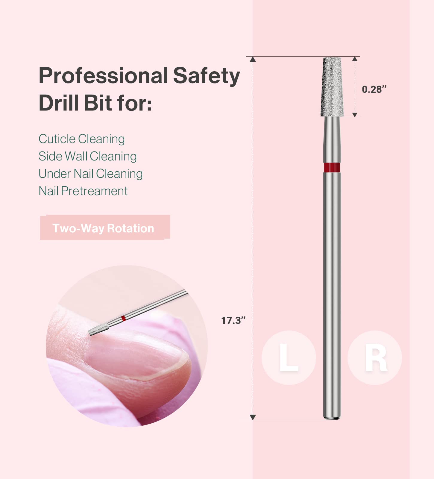 Melodysusie 3Mm Short Tapered Barrel Cuticle Clean Nail Drill Bit 3/32'', Professional Safety Carbide Diamond Under Nail Cleaner