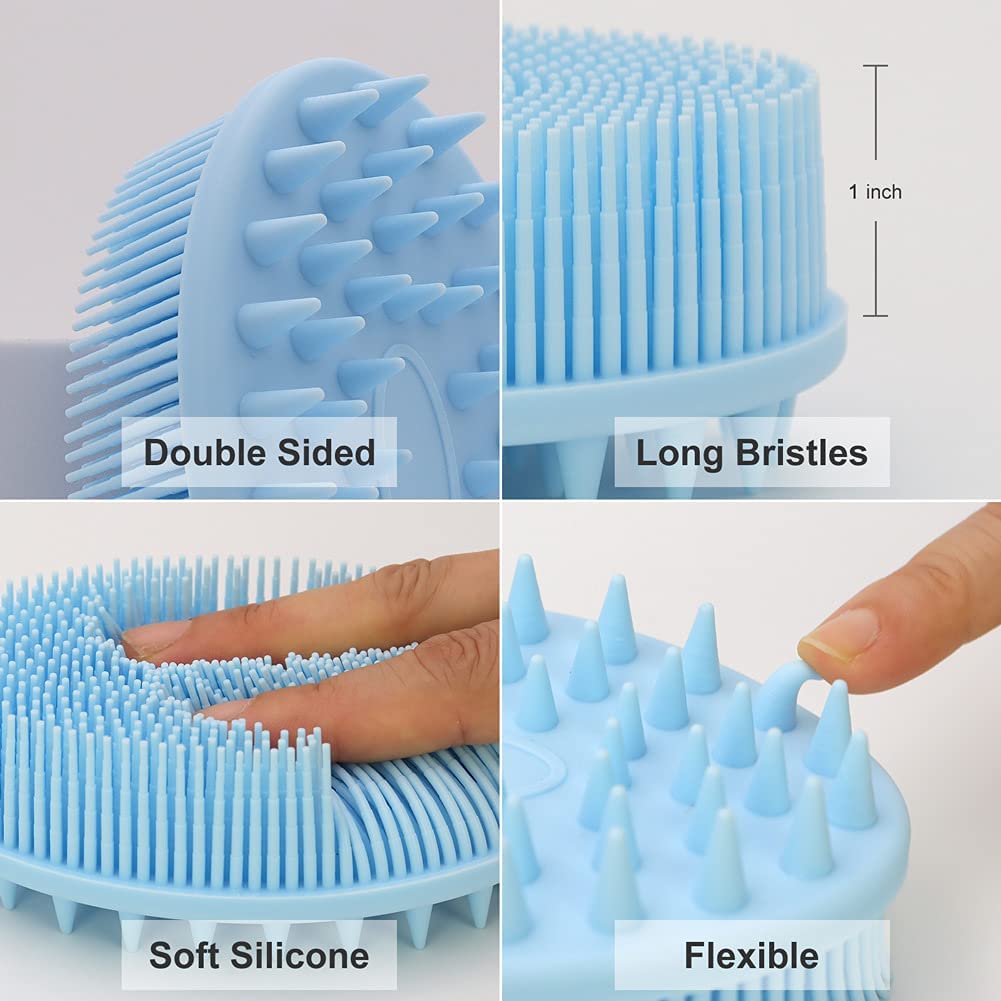 Upgrade 2 In 1 Bath And Shampoo Brush, Silicone Body Scrubber For Use In Shower, Exfoliating Body Brush, Premium Silicone Loofah