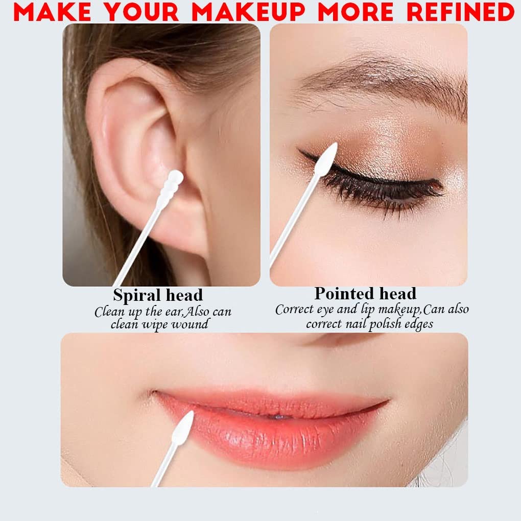 Pointed Cotton Swabs, 800 Pieces Precision Tips Cotton Swabs Spiral Head Cotton Buds With Paper Stick For Makeup Cleaning (4 Pac