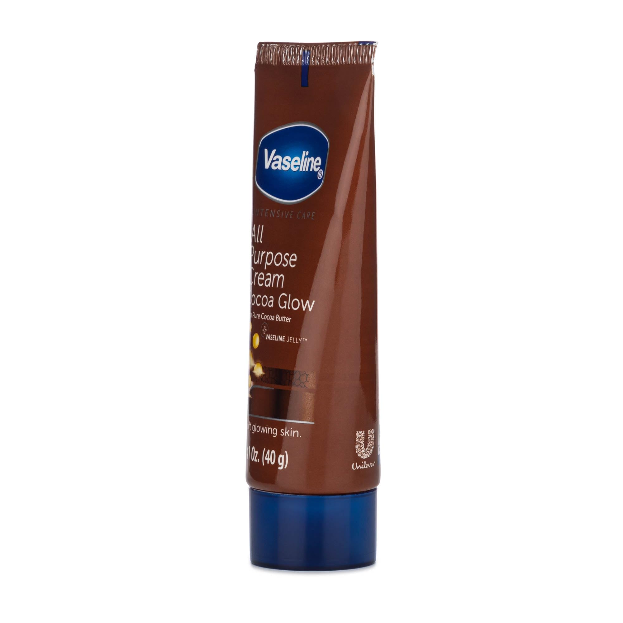 Vaseline All Purpose Cream Cocoa Glow, with Pure Cocoa Butter, 4-Pack, 1.41 FL Oz Each, 4 Tubes