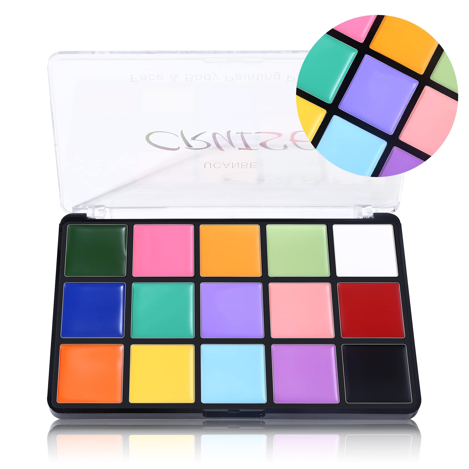Ucanbe Face Body Paint Oil, 15 Macaron Colors Professional Makeup Palette - Non Toxic Hypoallergenic Safe Facepaint For Hallowee
