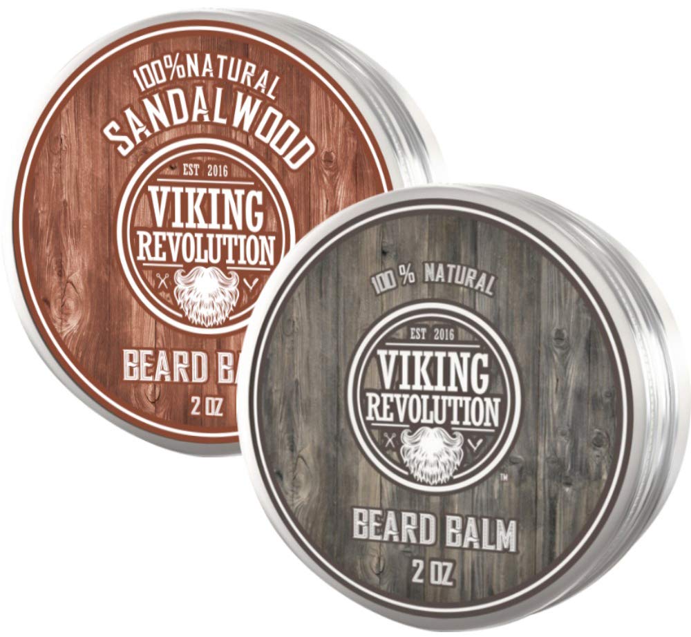 Viking Revolution Beard Balm - All Natural Grooming Treatment With Argan Oil & Mango Butter - Strengthens & Softens Beards & Mus