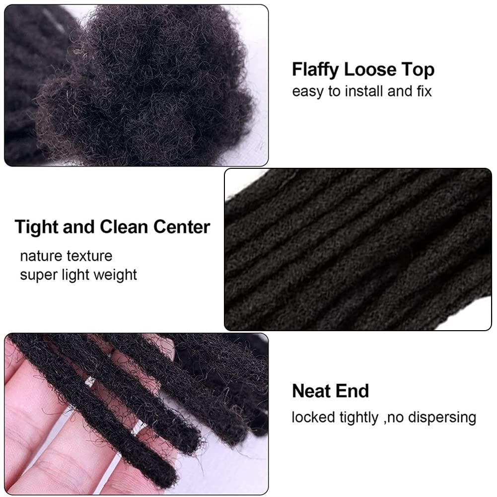 0.2Cm 6Inch 100 Strands 100% Real Human Hair Dreadlock Extensions For Men/Women Full Head Handmade Permanent Loc Extensions Bund