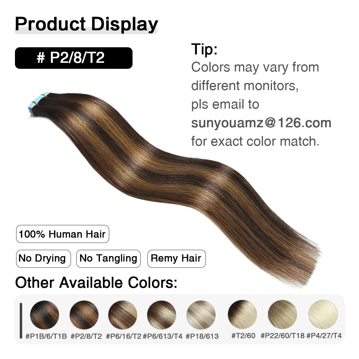 Suyya Tape In Hair Extensions Human Hair Balayage Darkest Brown To Light Brown 16 Inch 40G/Pack 20Pcs Straight Seamless Skin Wef