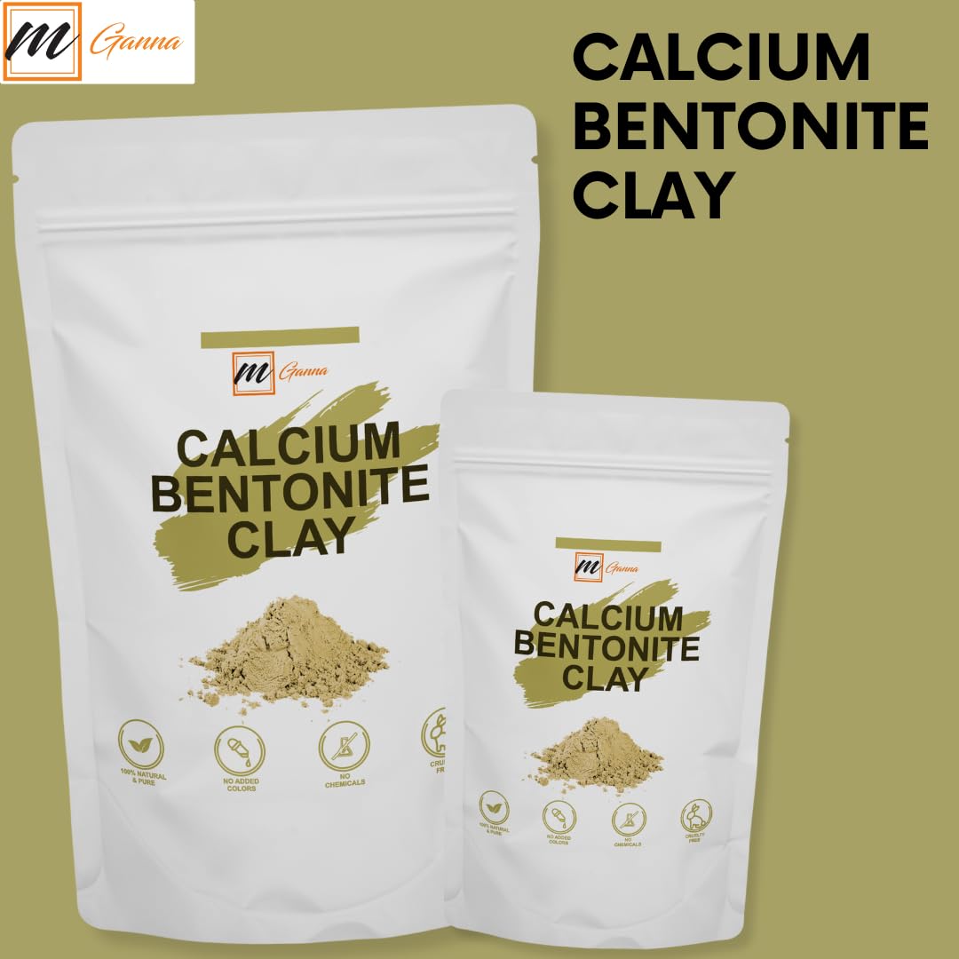 mGanna 100% Natural Calcium Bentonite Clay Powder for Facial Masks, Creams, Body Wraps and Soap Making 0.5 LBS / 227 GMS