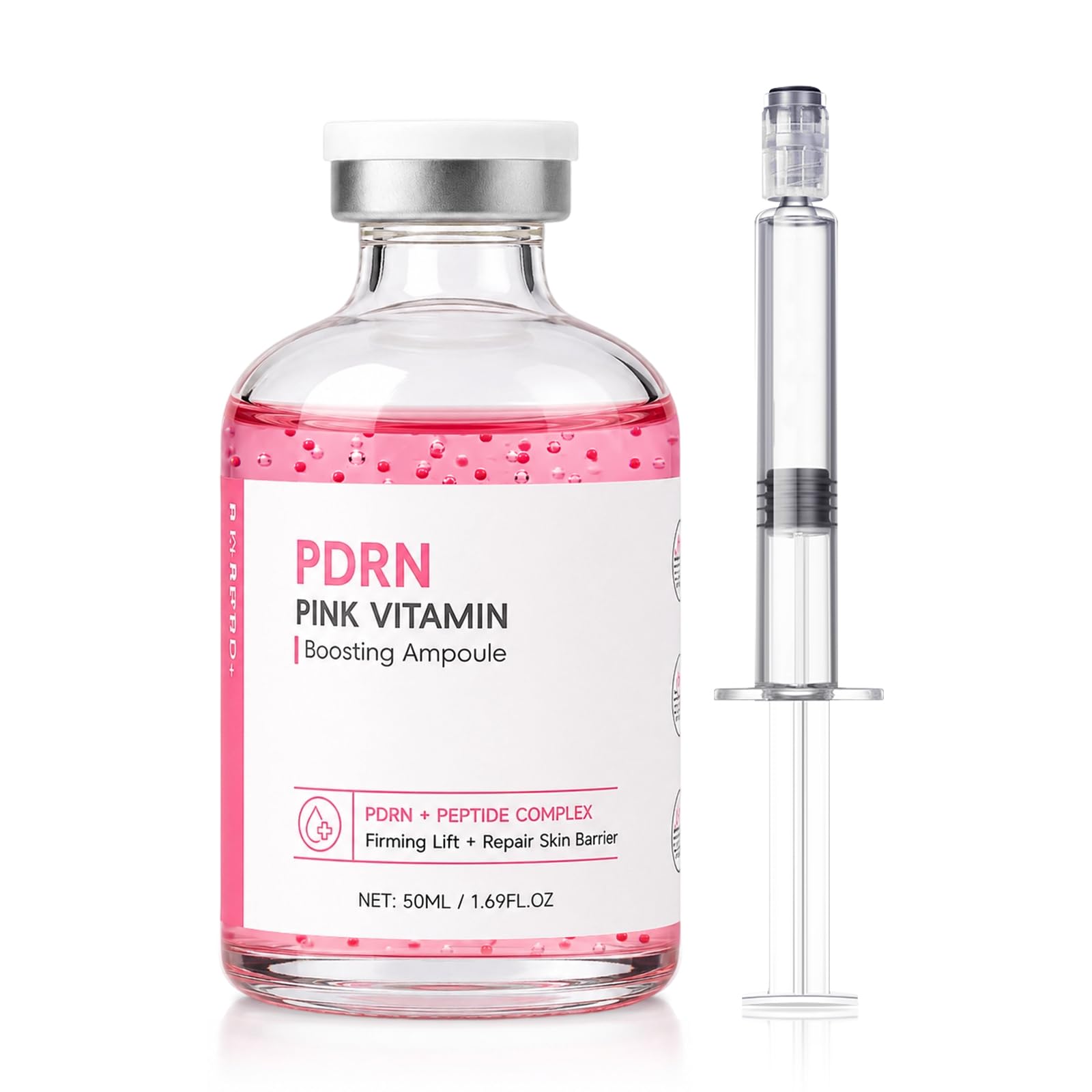 PDRN Pink Silk Peptide Ampoule, Pdrn Serum for Face with Deep Collagen, Multi Peptide Korean Anti Aging Serum for Tightening, Fi