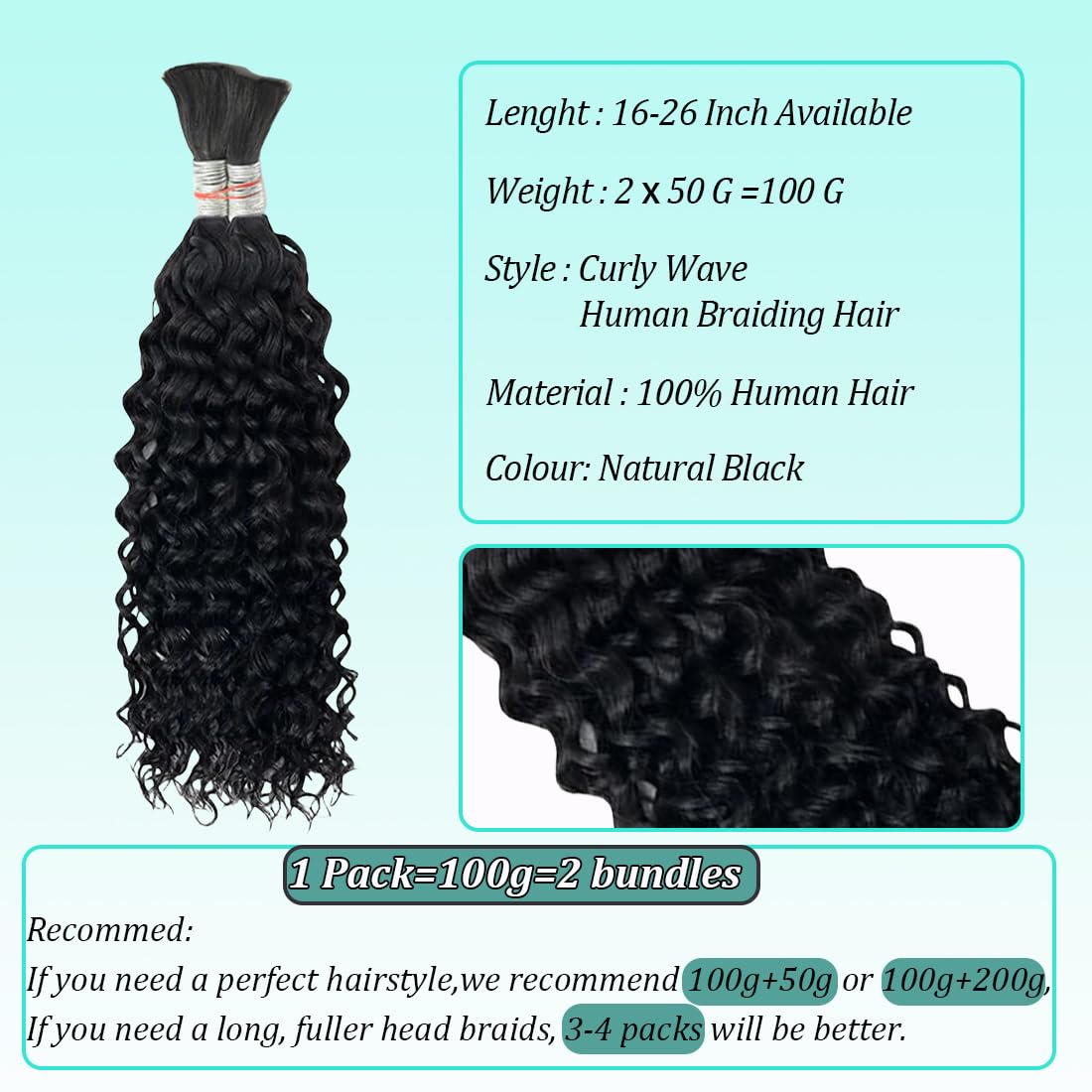 Curly Wave Bulk Human Hair For Braiding No Weft Unprocessed Brazilian Virgin Human Hair Extensions Wet And Wavy Micro Braiding H