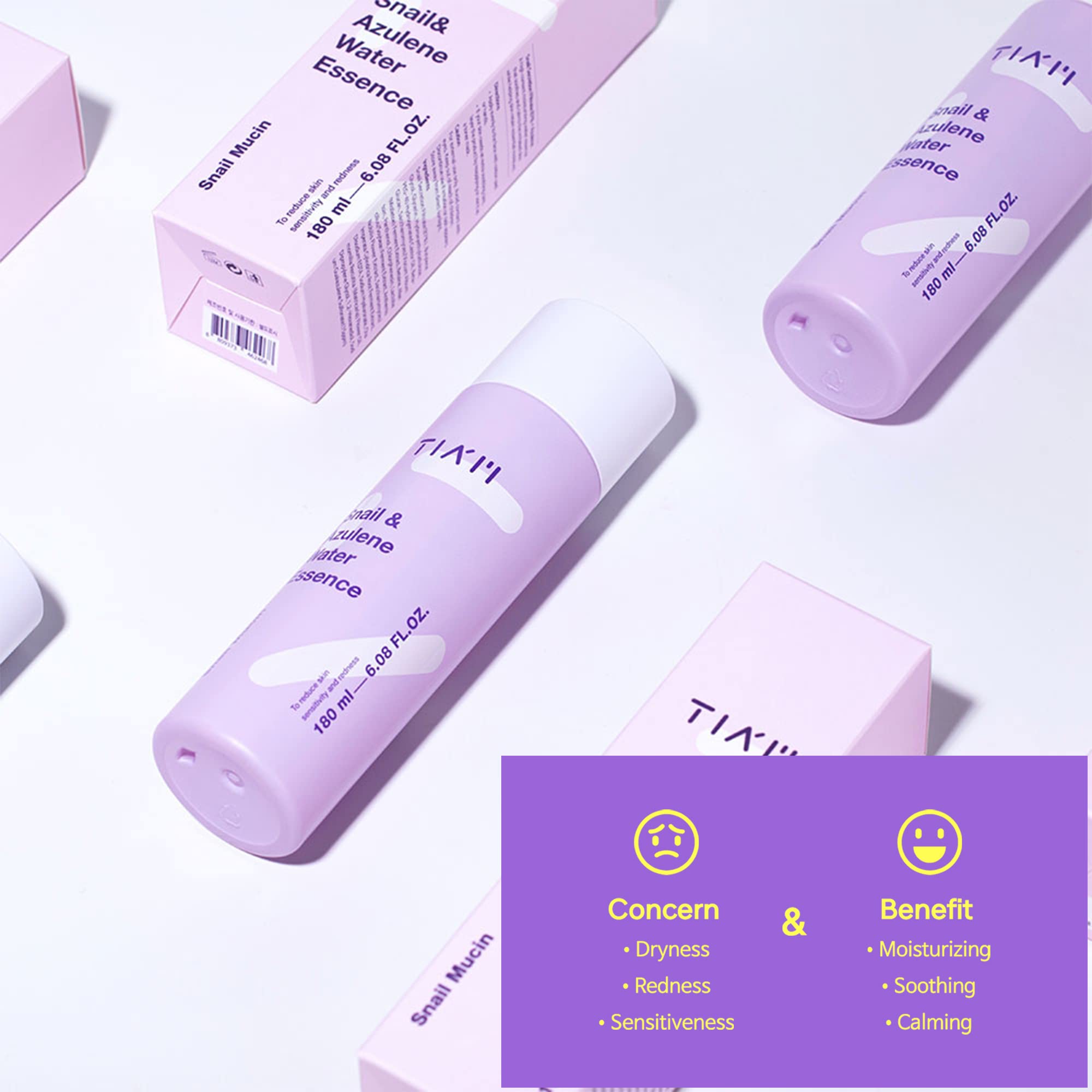 Tiam Snail & Azulene Water Essence, Snail Essence,Snail Essence, Hydrating Toner For Face With Snail Secretion Filtrate, Repair