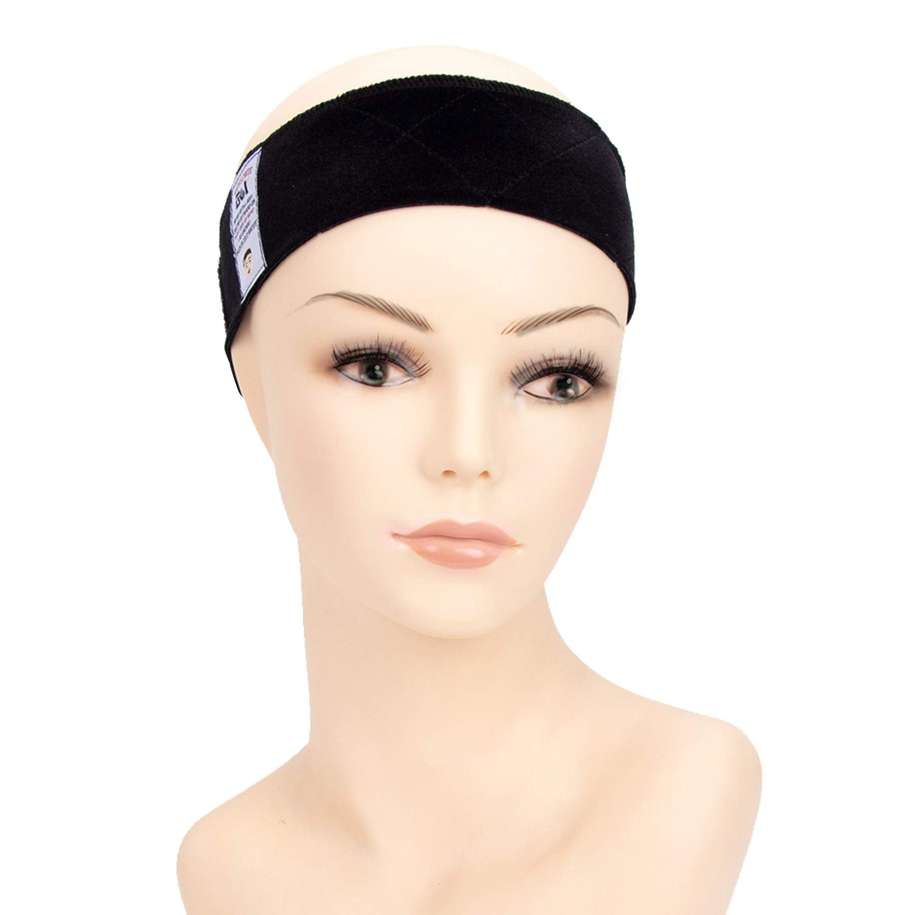 Gex Beauty Flexible Velvet Wig Grip Wig Band Scarf Head Hair Band Adjustable Fastern(Deep Black)