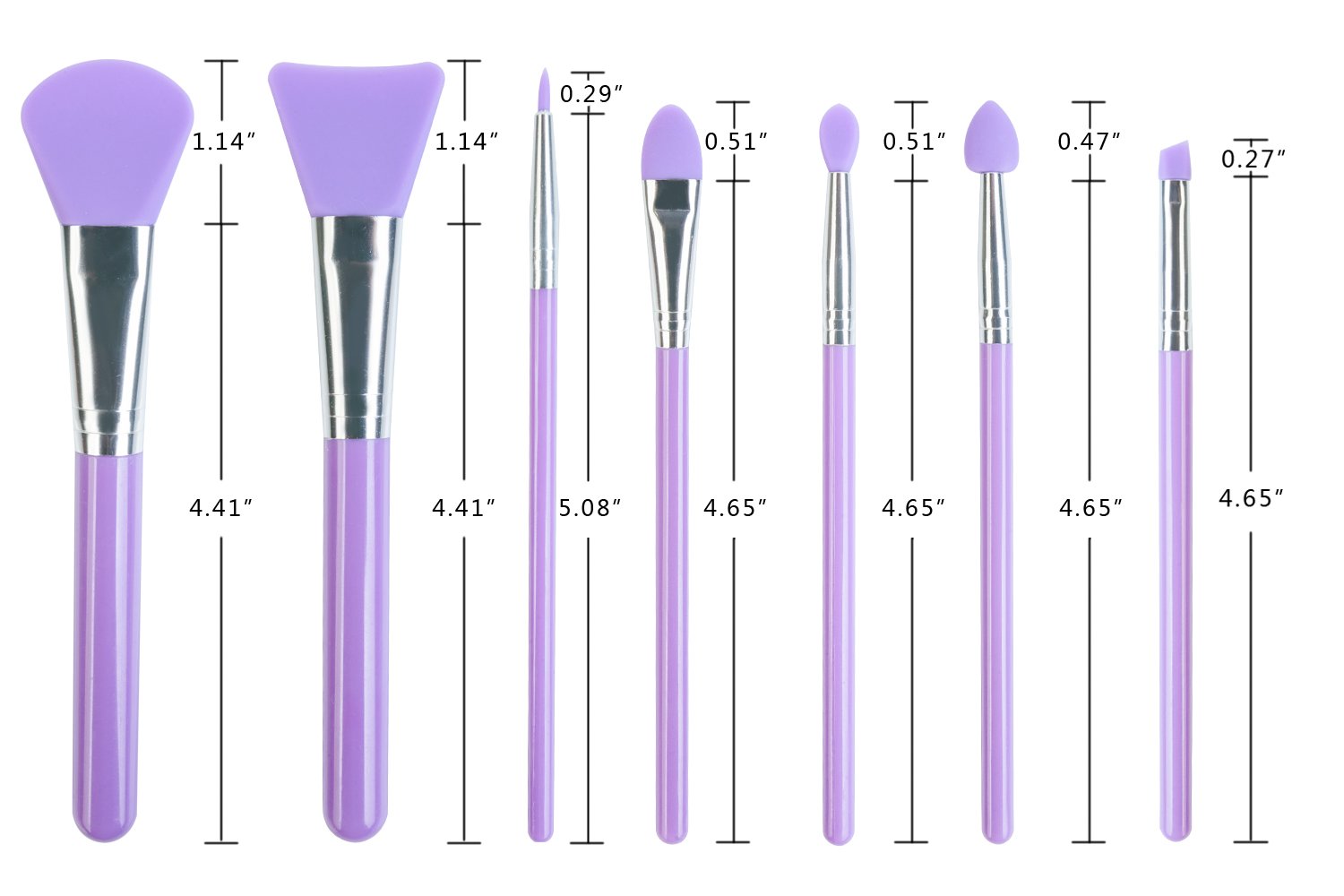 Lormay 7 Pcs Silicone Brush Applicator Kit For Uv Resin Epoxy Art Crafting And Cream Makeup Products (Purple)