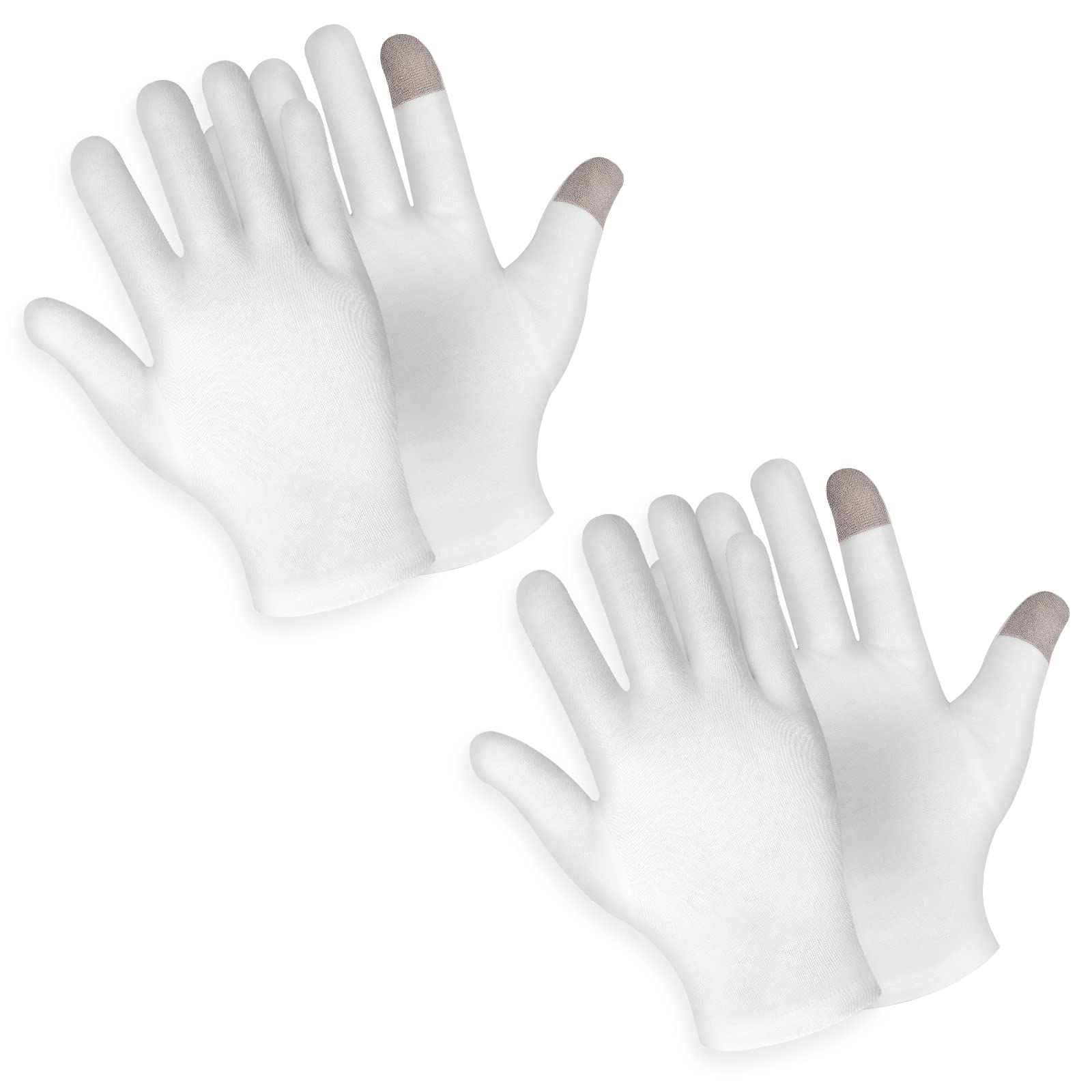 Sibba 2 Pairs Touch Screen Moisturizing Gloves White Cotton Moisturizing Gloves Overnight Bedtime Heal Eczema Sleeping Lotion Ha
