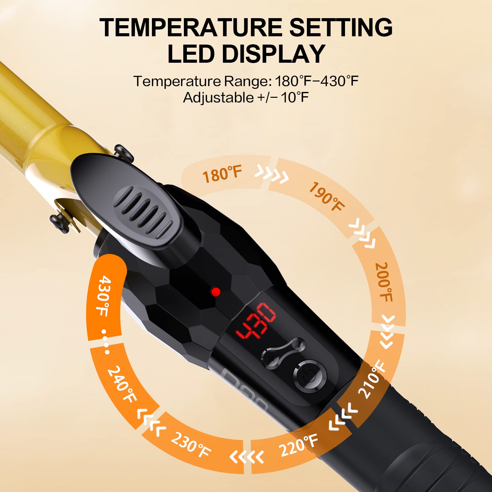 DAN Technology 3/4 Inch Tourmaline Ceramic Hair Curling Iron/Wand with LCD Screen, Suitable for Hair DIY, Hairdressing Beauty Sc