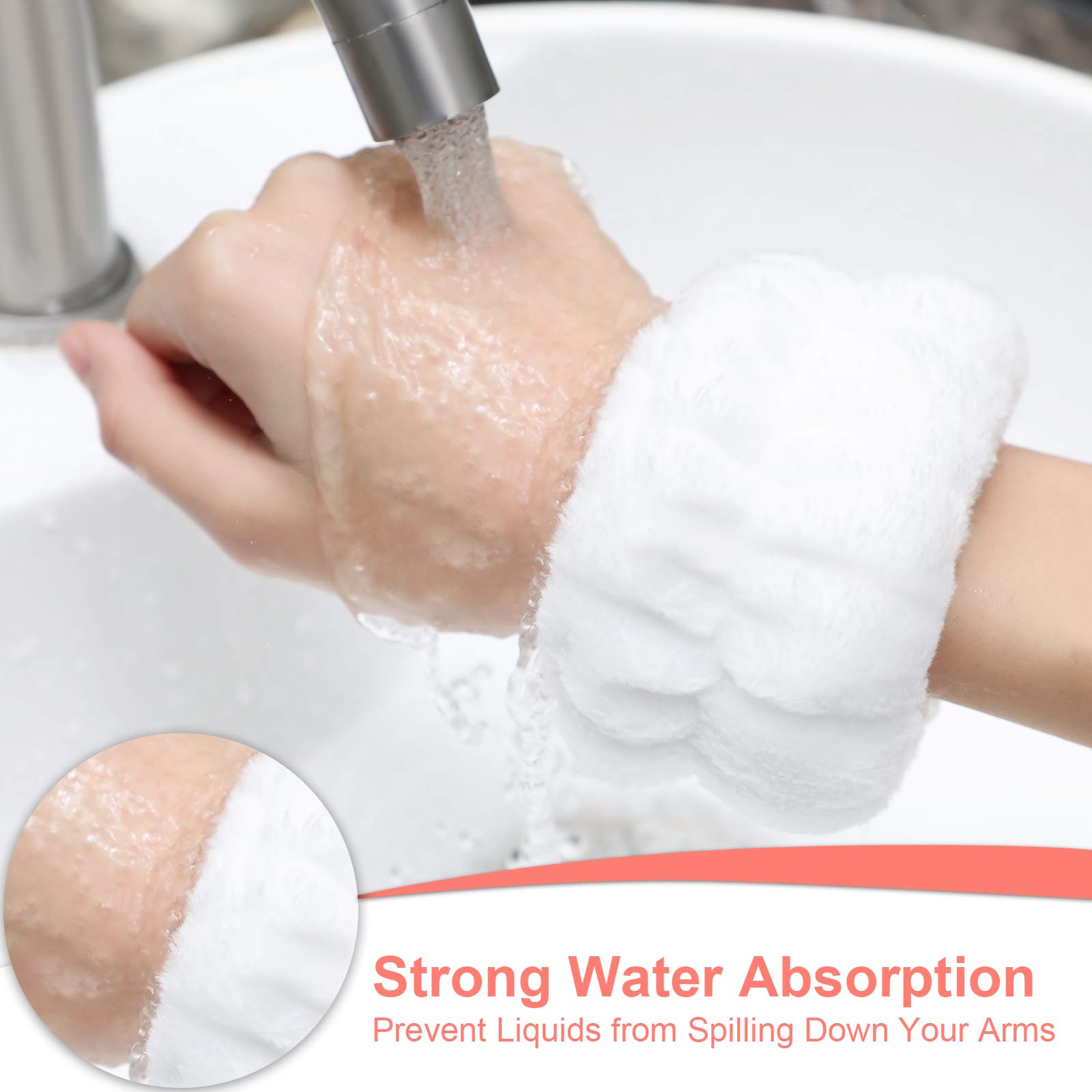 4 Pairs Wrist Spa Washband Microfiber Wrist Wash Towel Band Wristband Scrunchies For Washing Face Absorbent Wrist Sweatband For